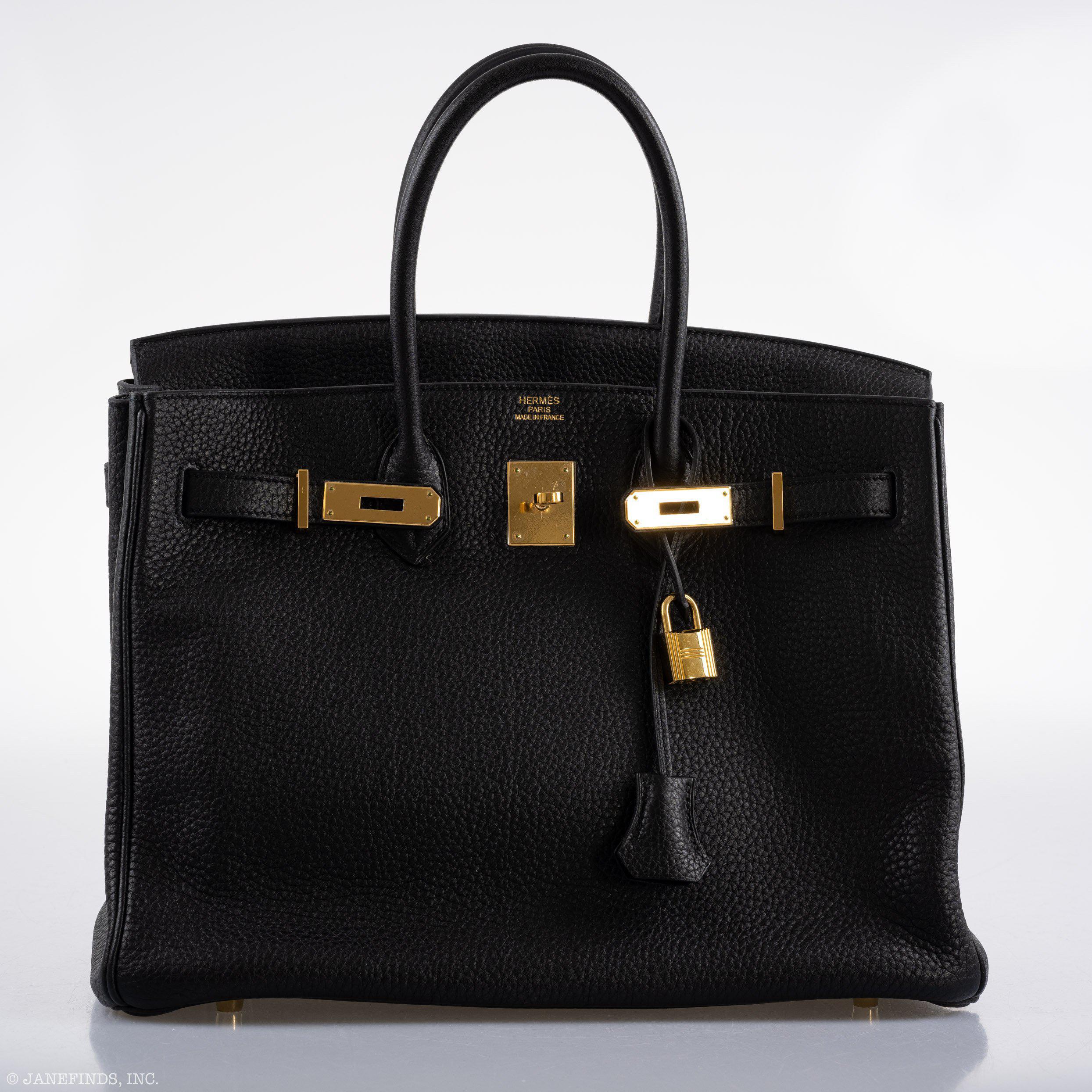 Hermès Birkin 35 Black Clemence Leather Gold Hardware - Square N