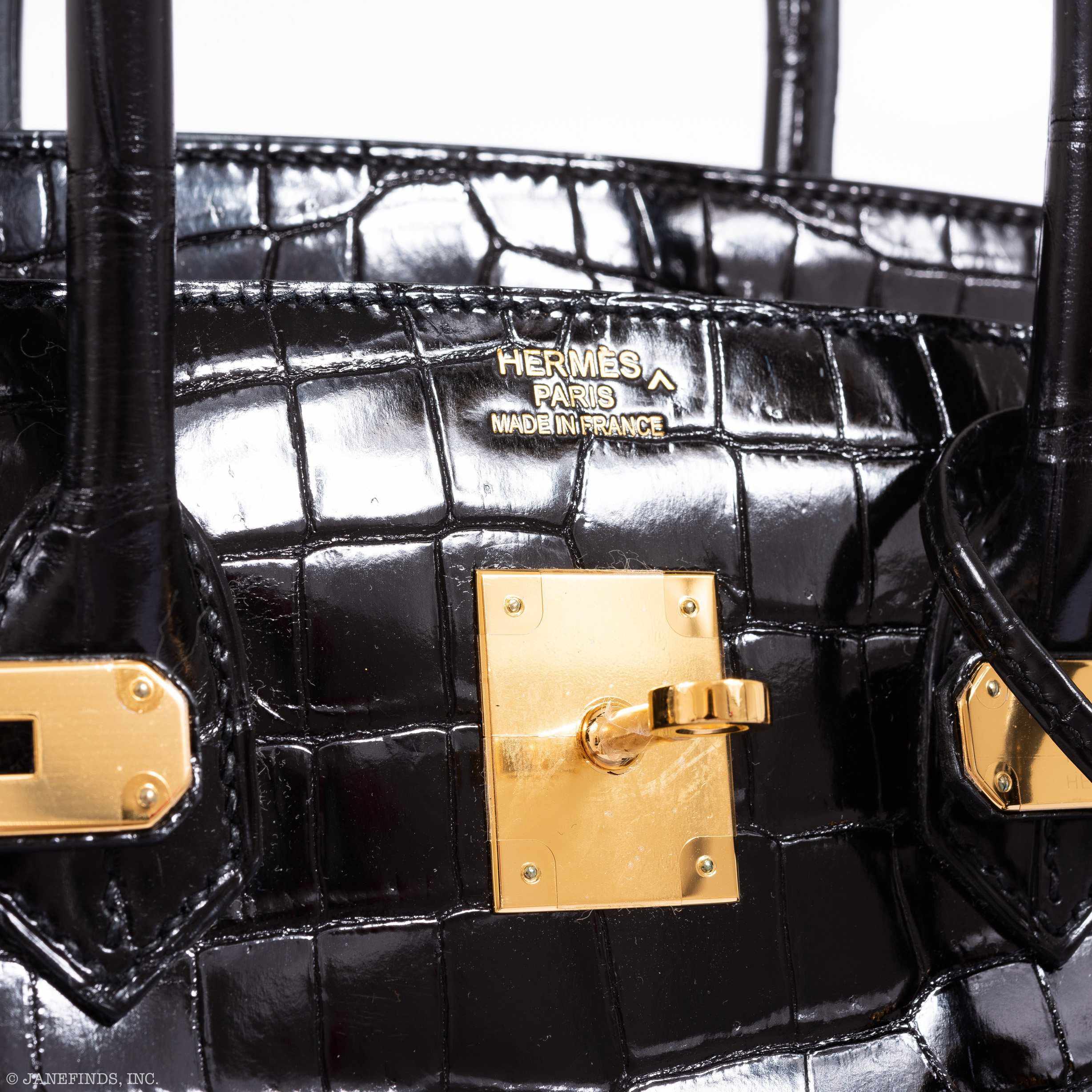 Hermès Birkin 35 Black Shiny Porosus Crocodile Gold Hardware