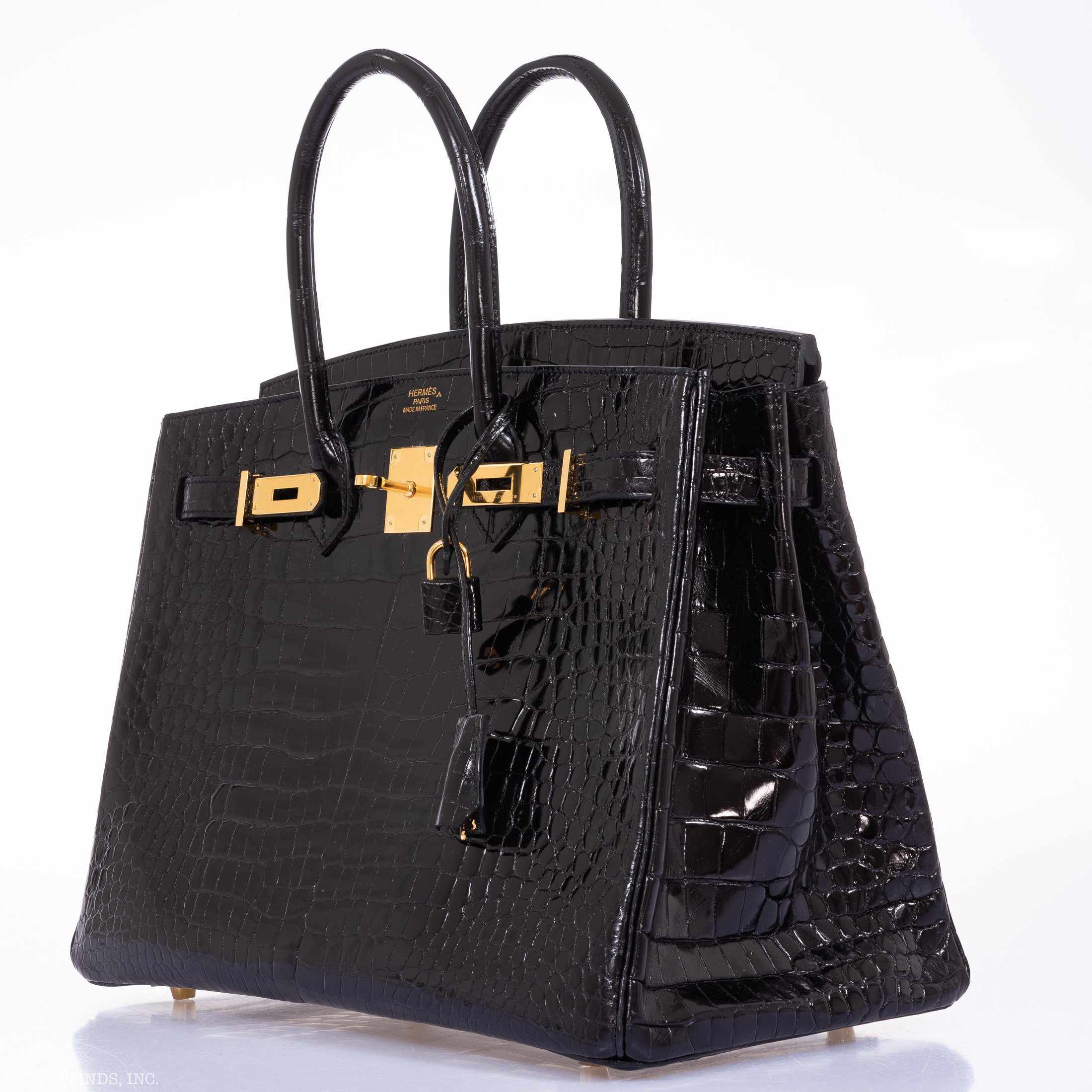 Hermès Birkin 35 Black Shiny Porosus Crocodile Gold Hardware