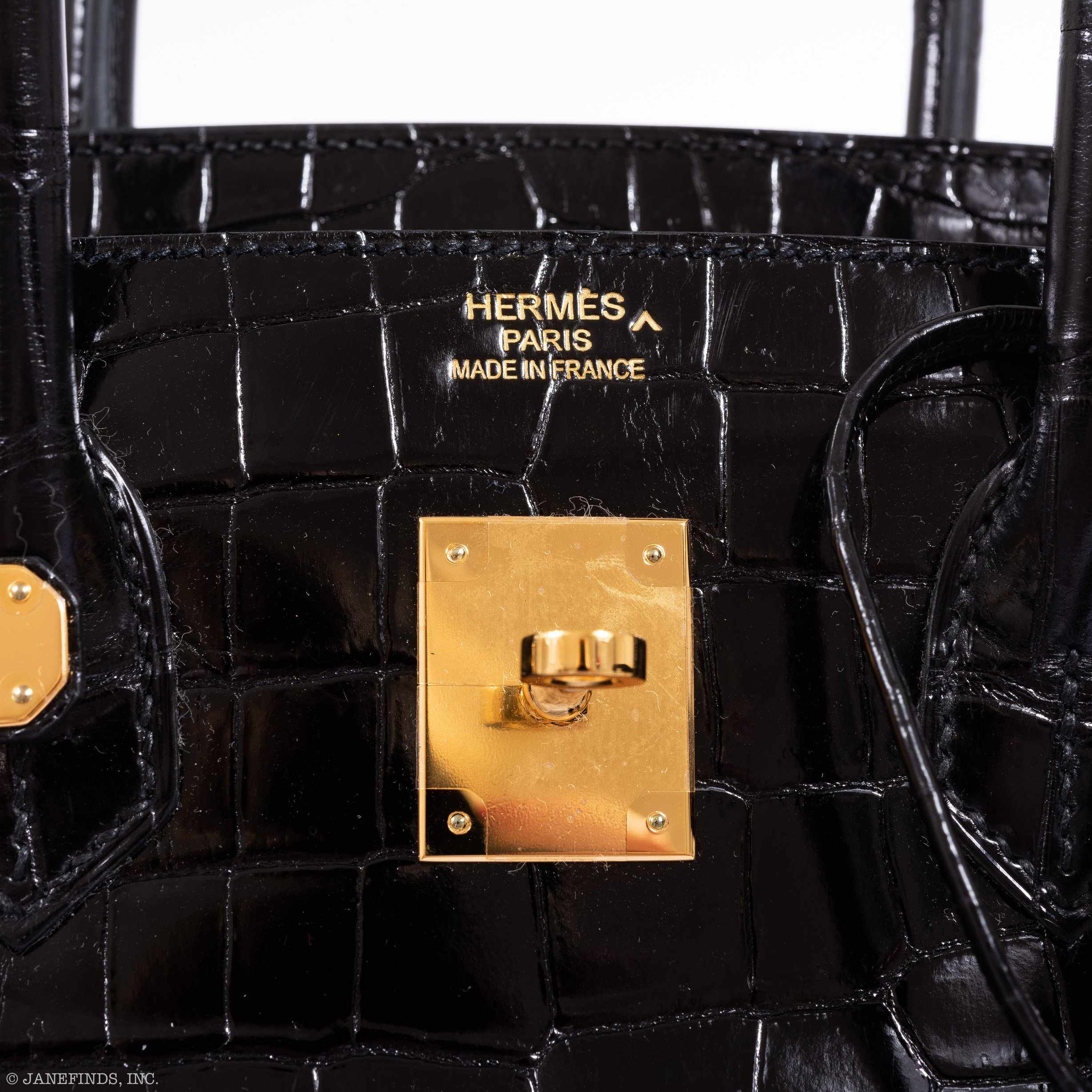 Hermès Birkin 35 Black Shiny Porosus Crocodile Gold Hardware
