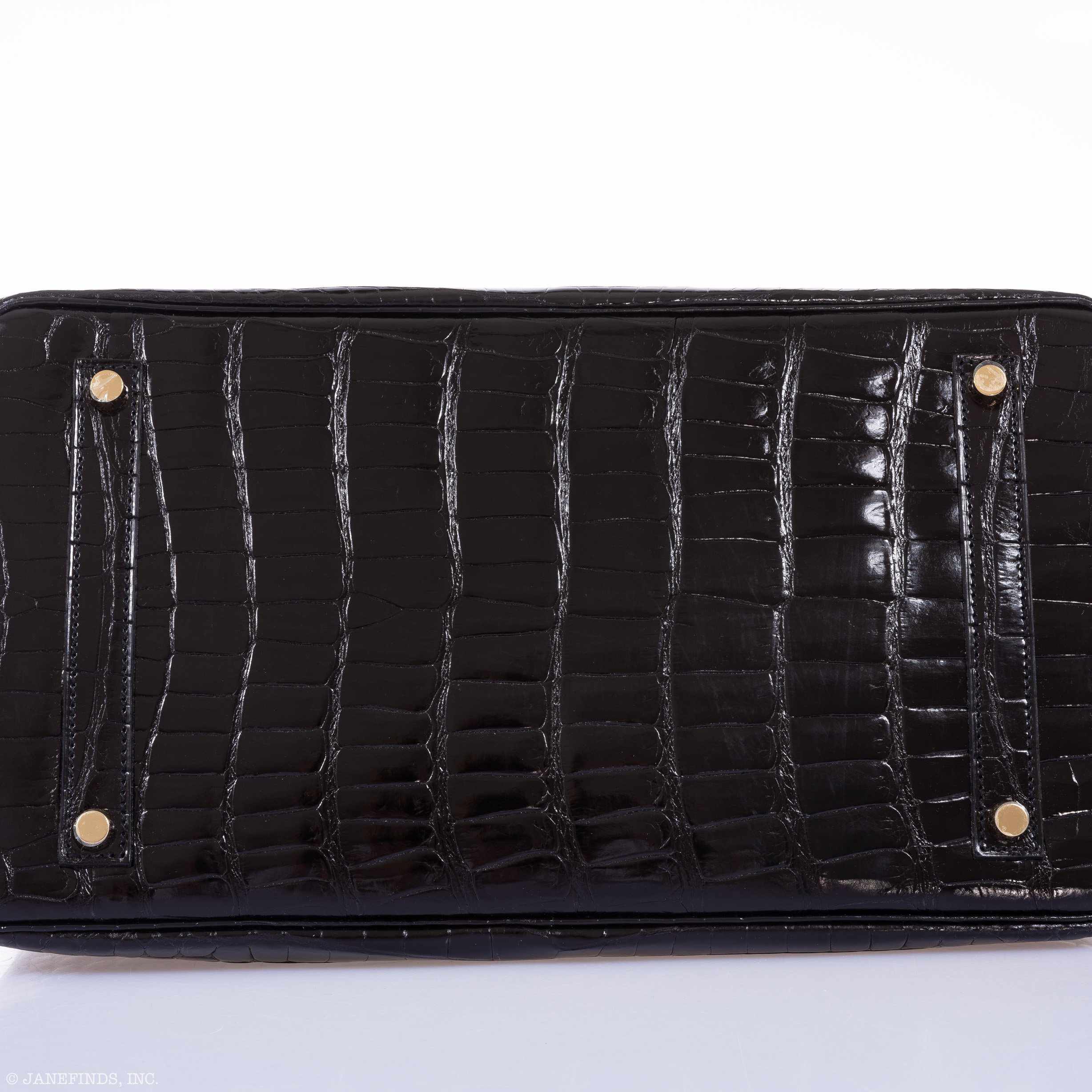 Hermès Birkin 35 Black Shiny Porosus Crocodile Gold Hardware