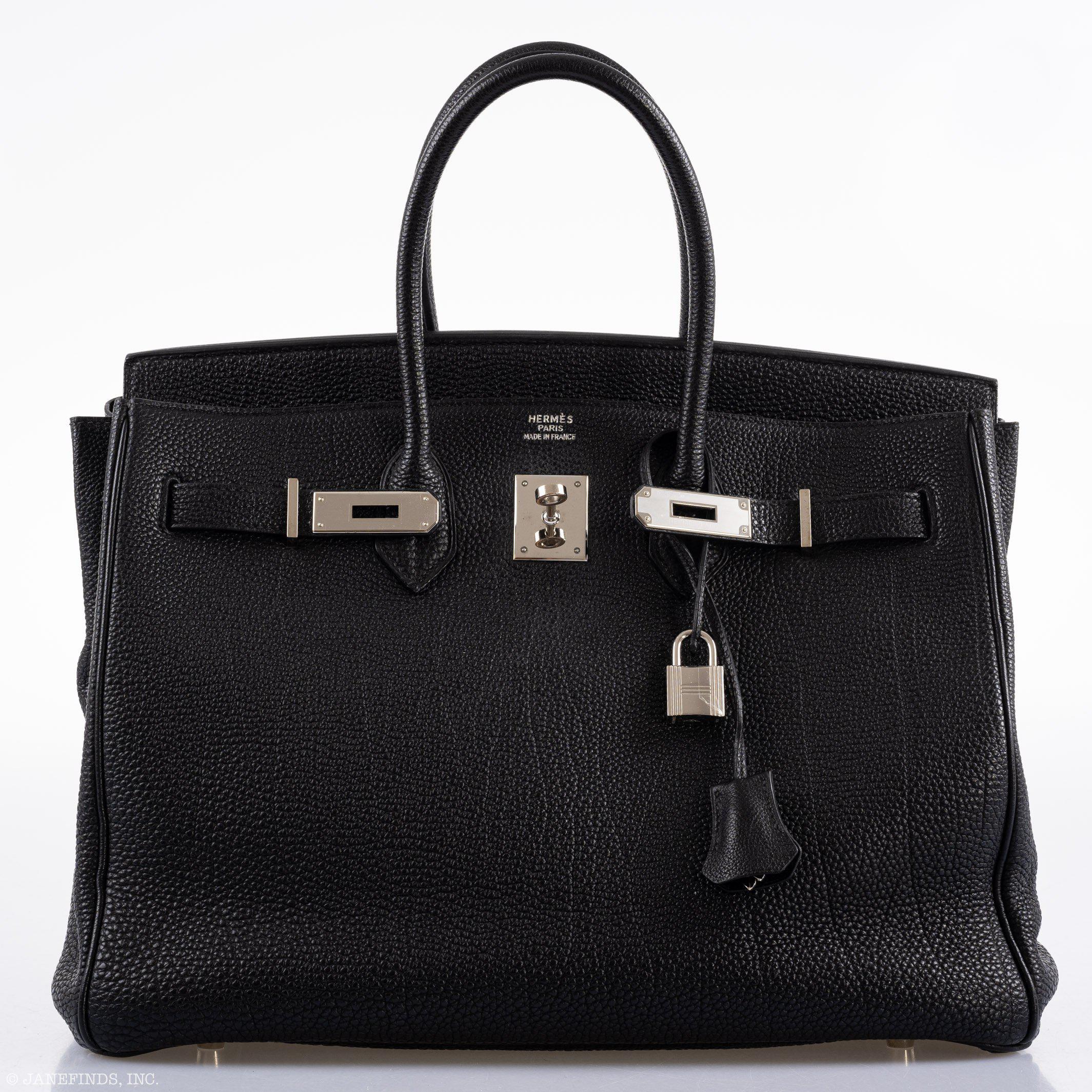 Hermès Birkin 35 Black Togo Palladium Hardware - 2003, Square G