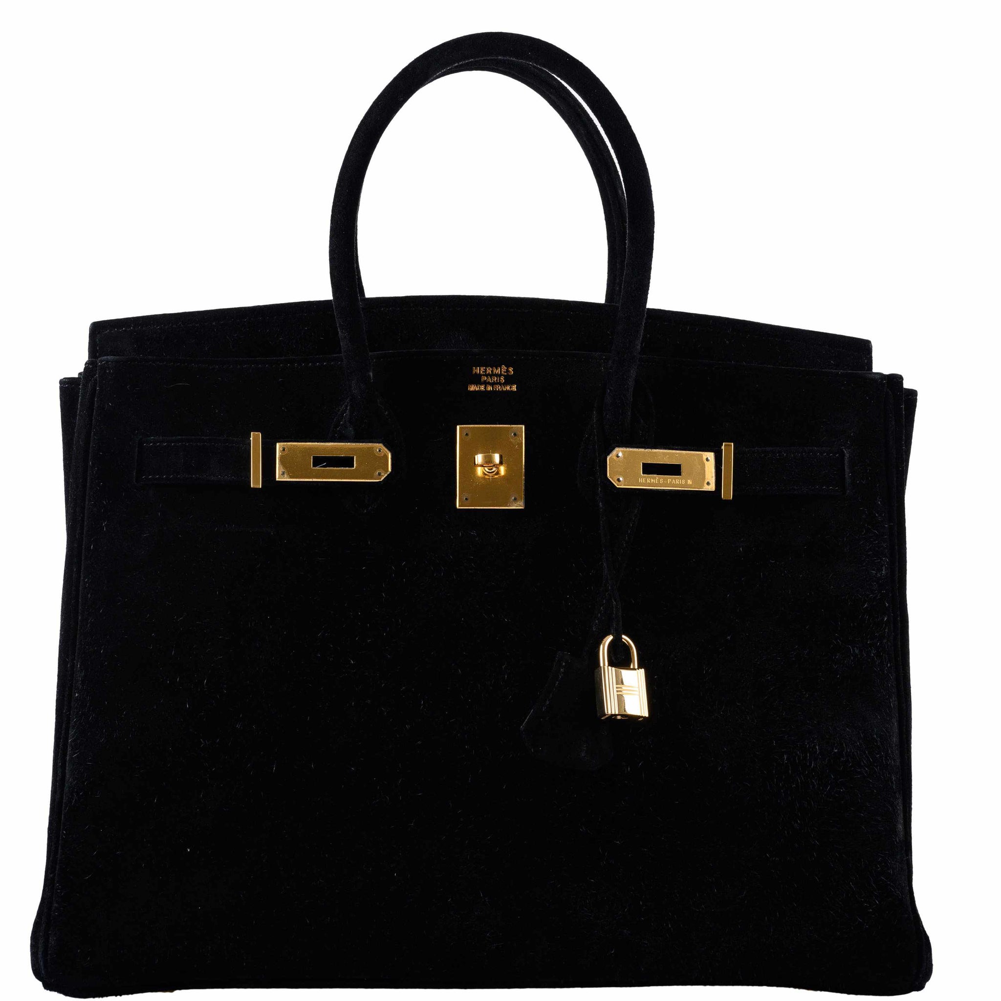 Hermès // 2014 Noir Embossed Leather & Gold Birkin 35 Bag – VSP