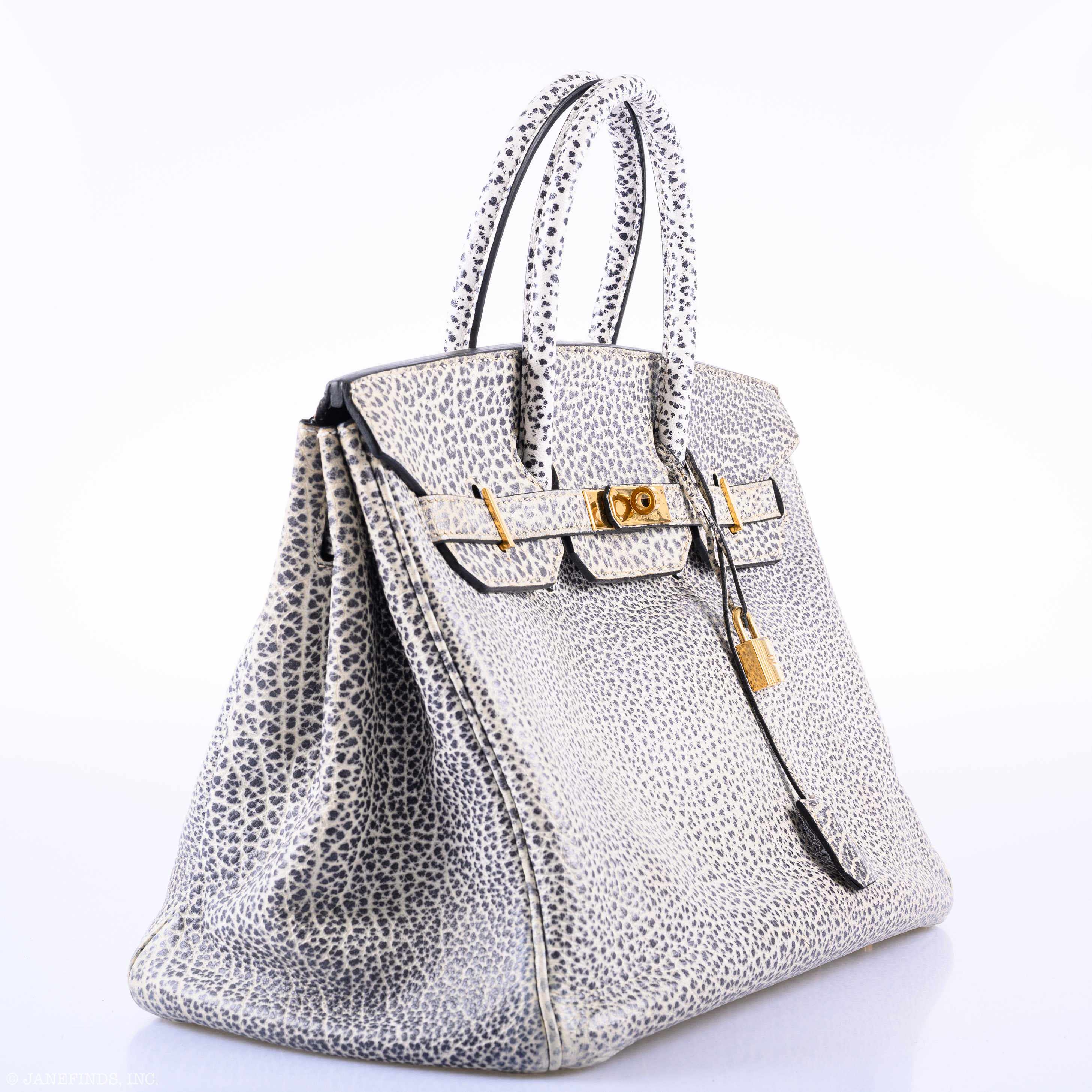 Hermès Birkin 35 Black & White Dalmatian Buffalo Gold Hardware