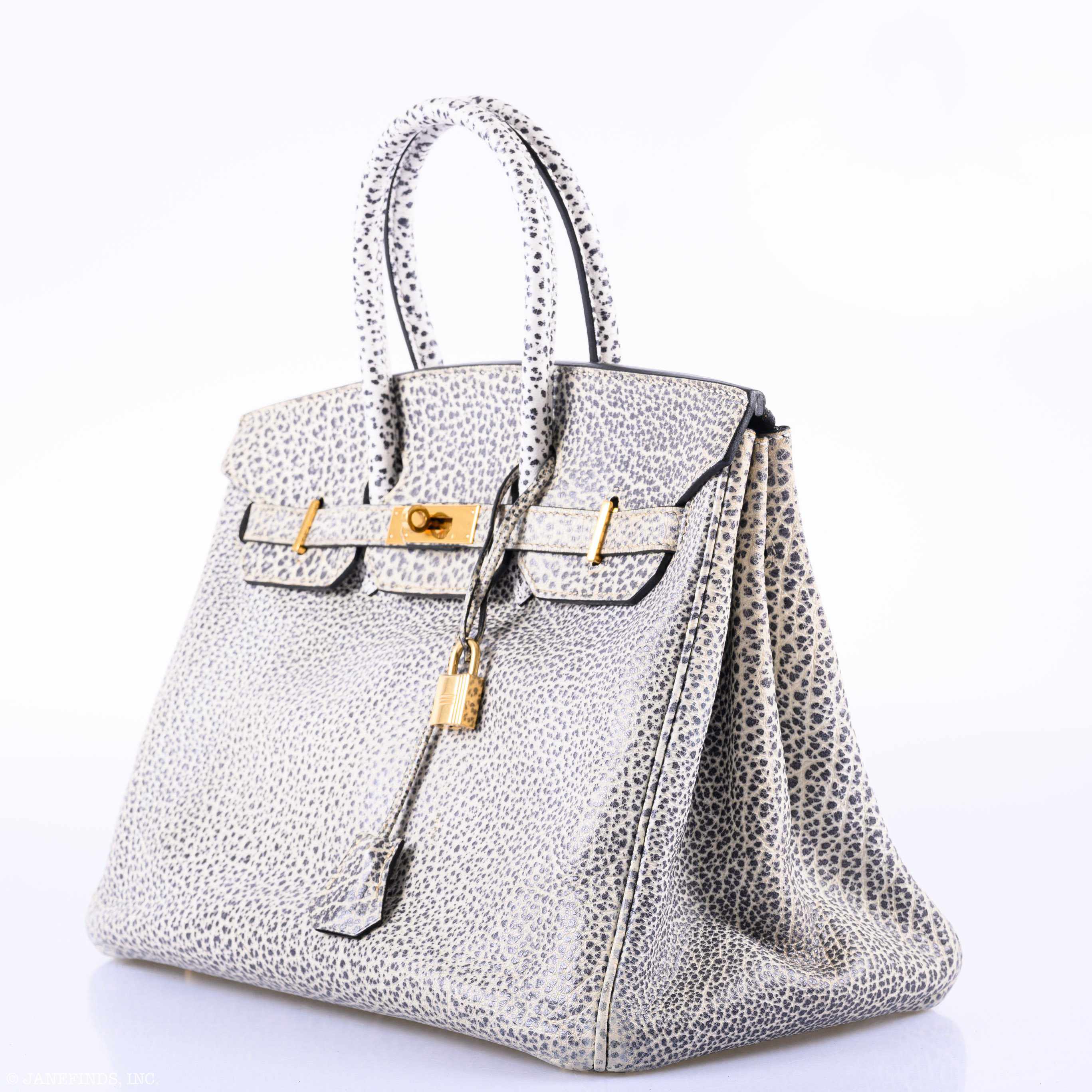 Hermès Birkin 35 Black & White Dalmatian Buffalo Gold Hardware