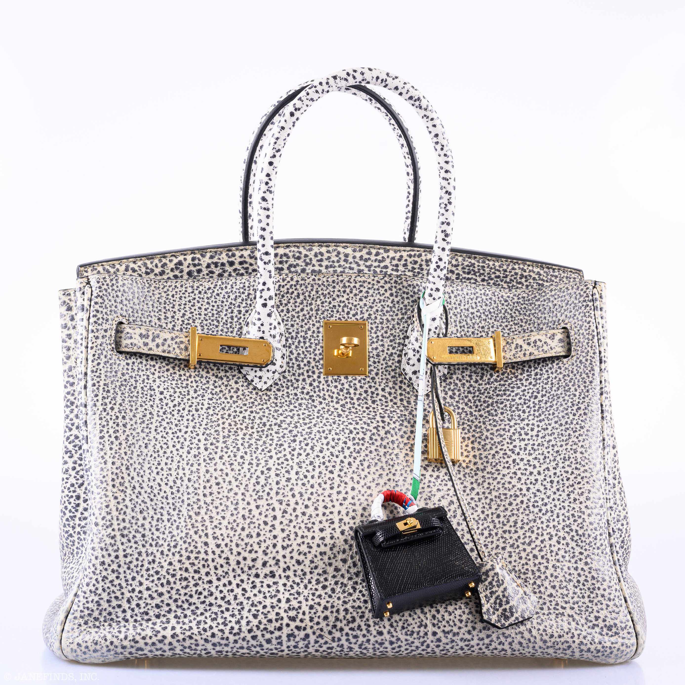 Hermès Birkin 35 Black & White Dalmatian Buffalo Gold Hardware