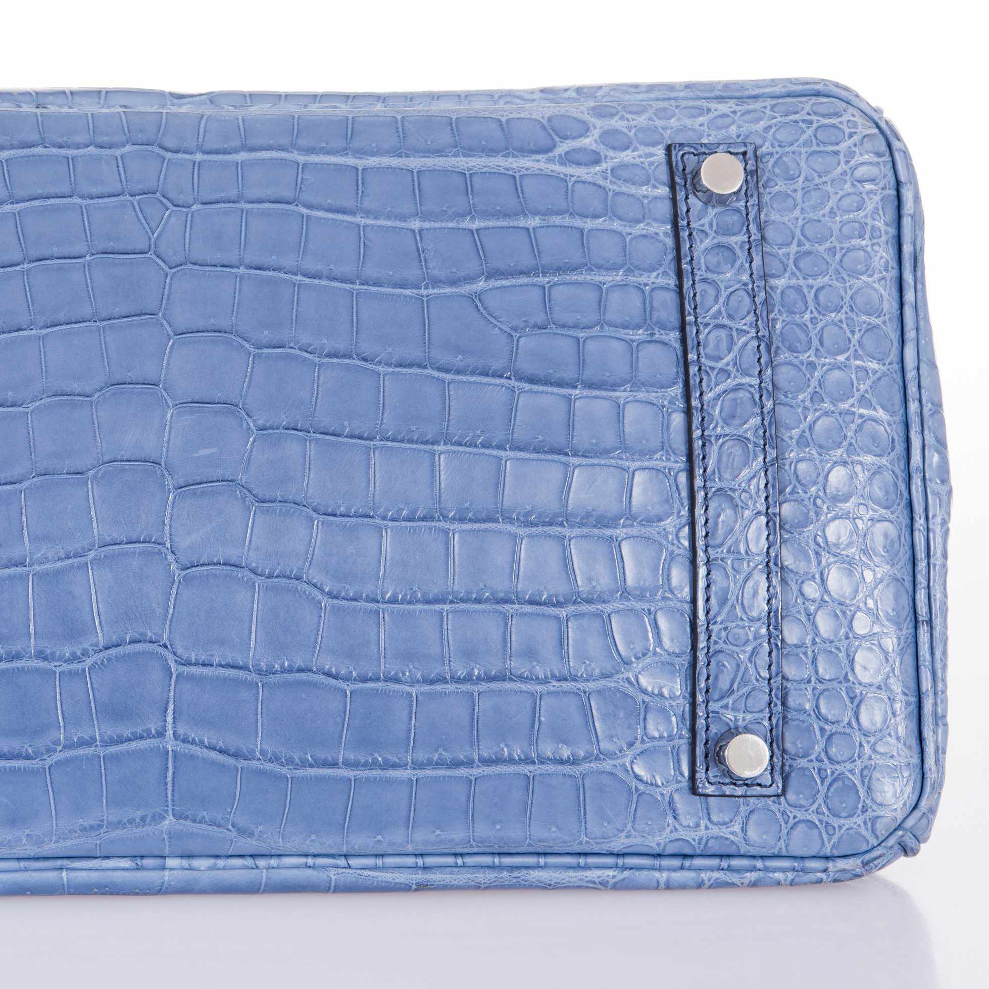 Hermès Birkin 35 Bleu Brighton Porosus Crocodile Palladium Hardware