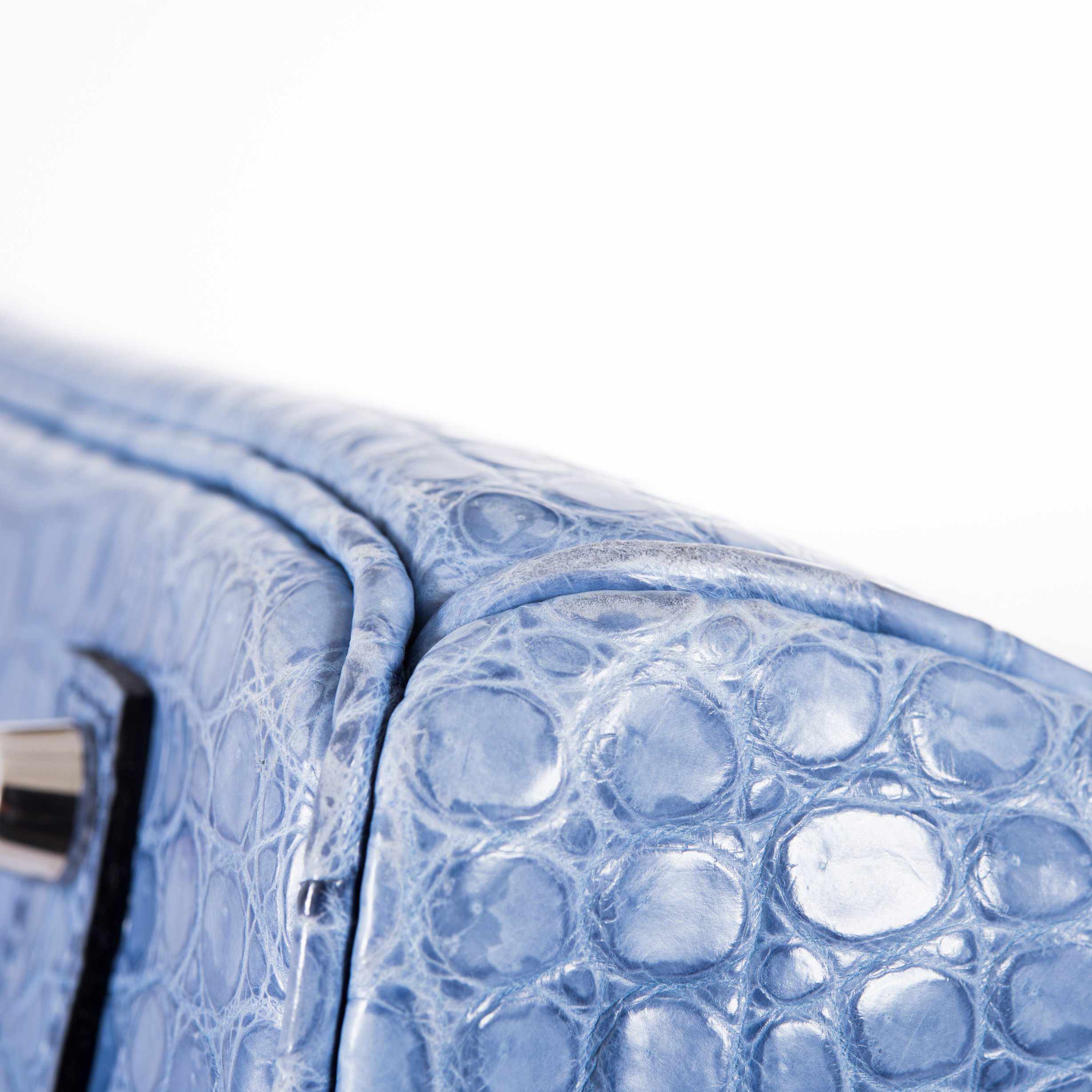 Hermès Birkin 35 Bleu Brighton Porosus Crocodile Palladium Hardware