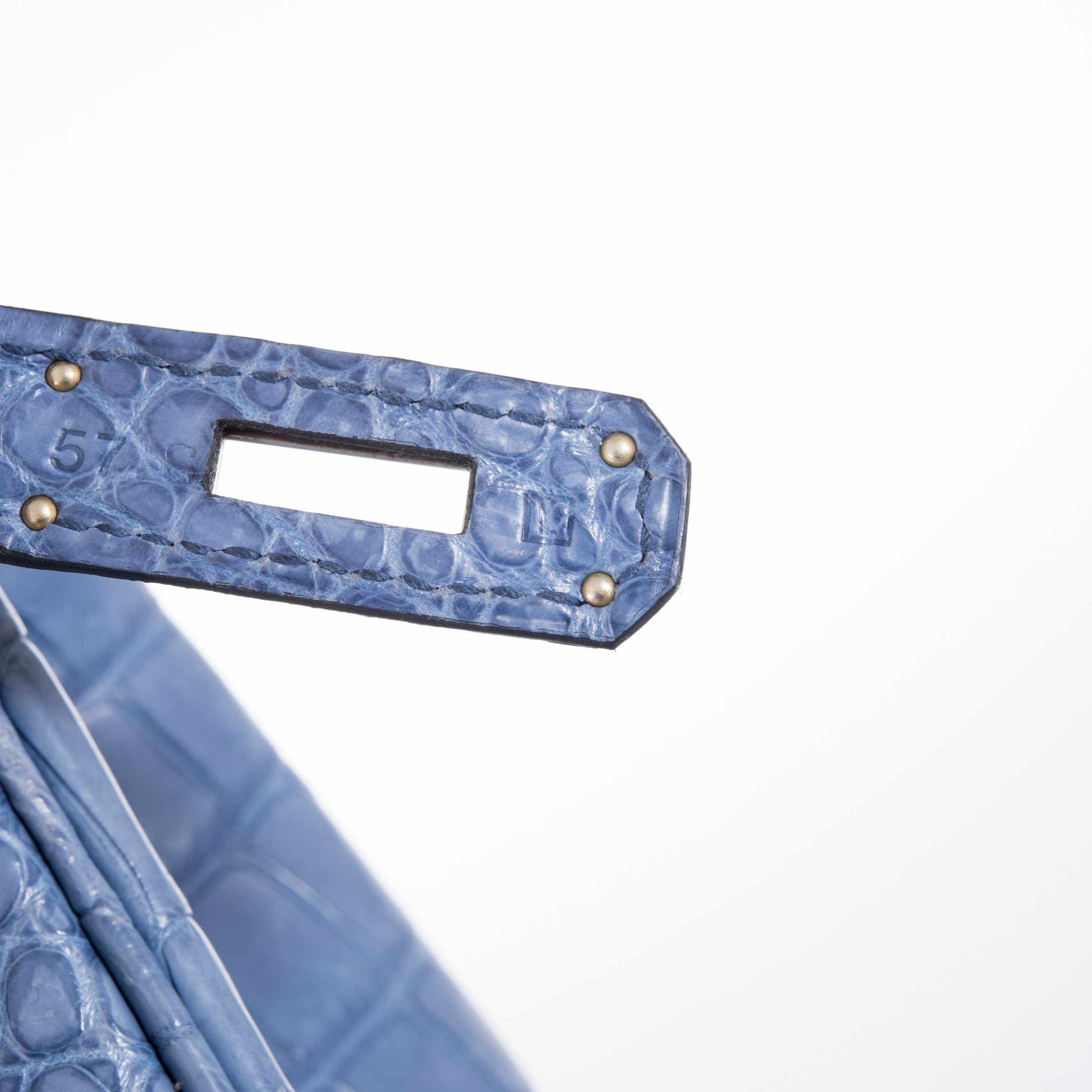 Hermès Birkin 35 Bleu Brighton Porosus Crocodile Palladium Hardware