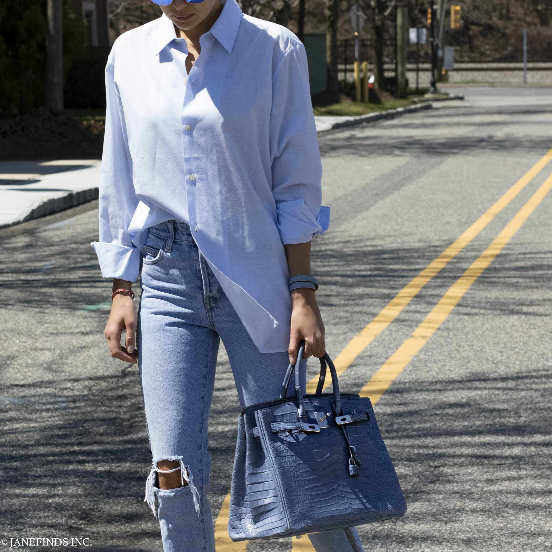 Hermès Birkin 35 Bleu Brighton Porosus Crocodile Palladium Hardware