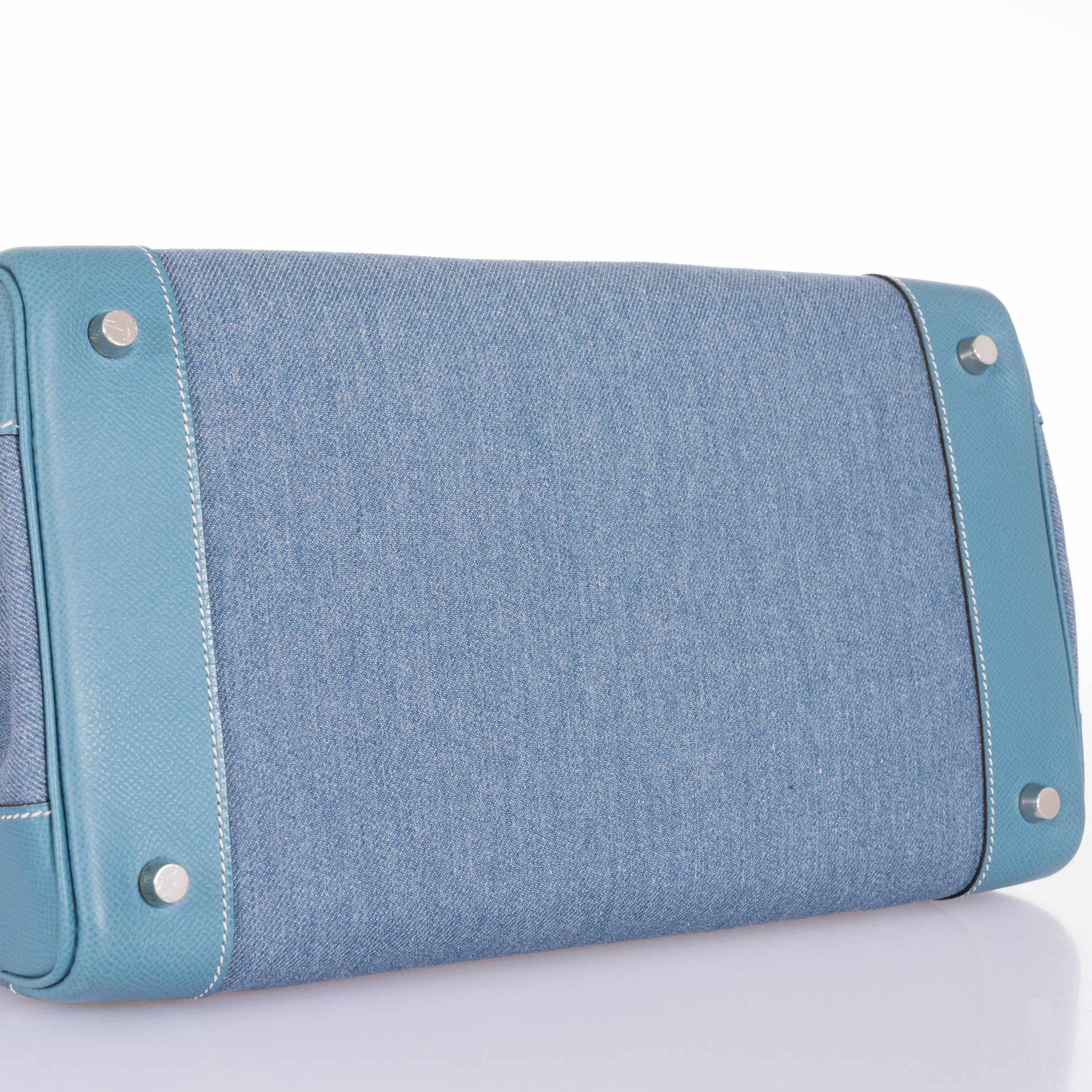 Hermès Birkin 35 Blue Denim And Blue Jean Epsom Contrast Stitching Palladium Hardware