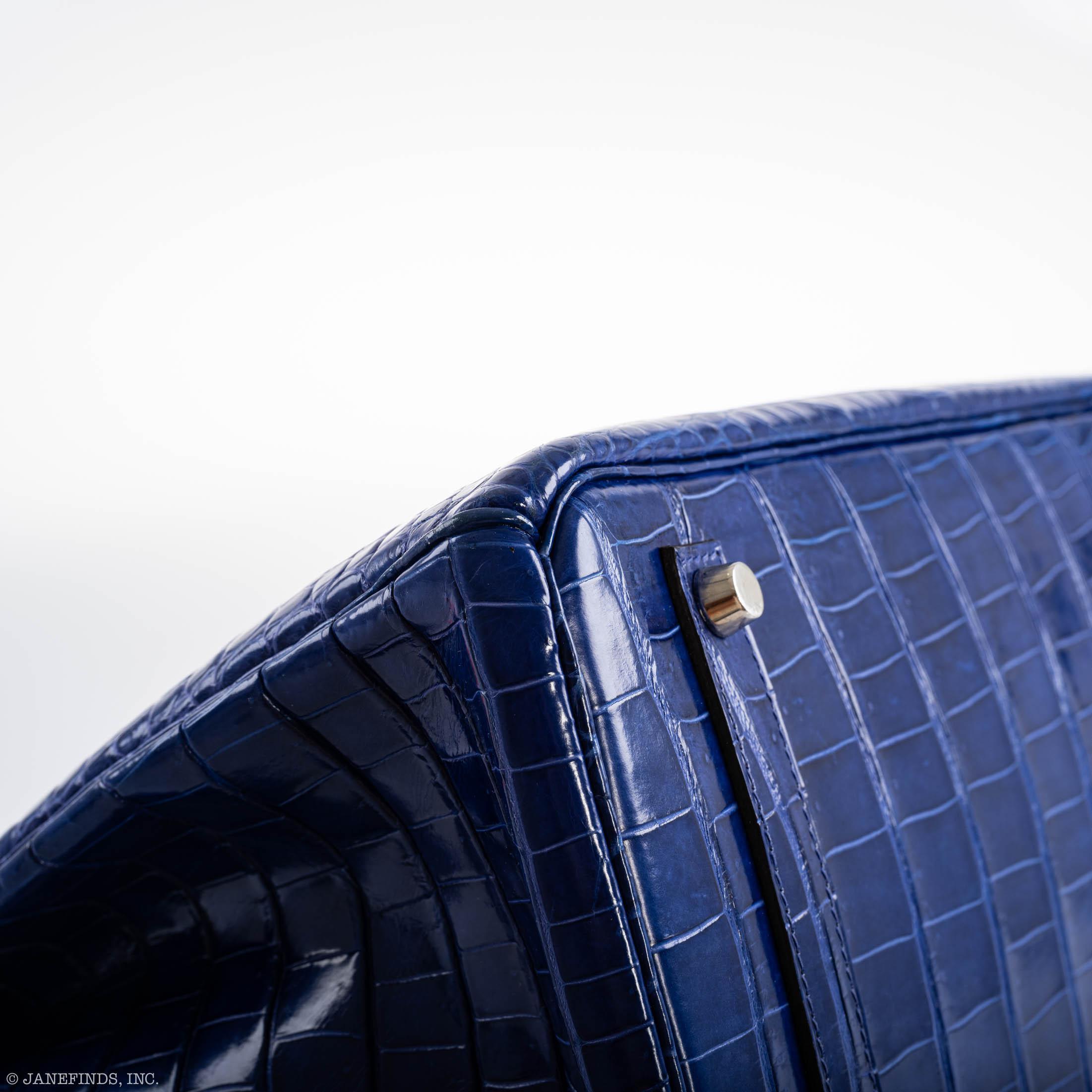 Hermès Birkin 35 Blue Electric Porosus Crocodile Palladium Hardware - 2012, P Square