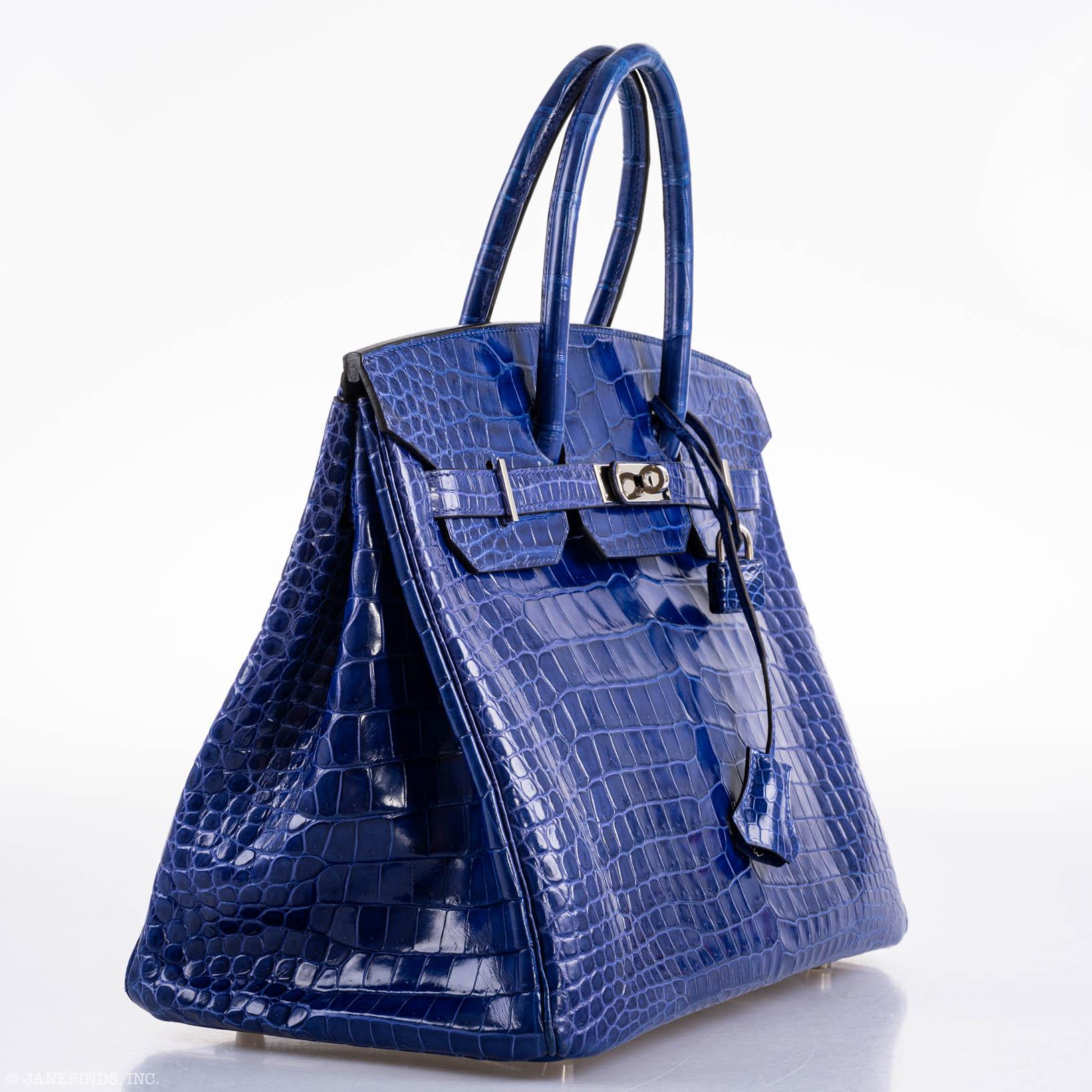 Hermès Birkin 35 Blue Electric Porosus Crocodile Palladium Hardware - 2012, P Square