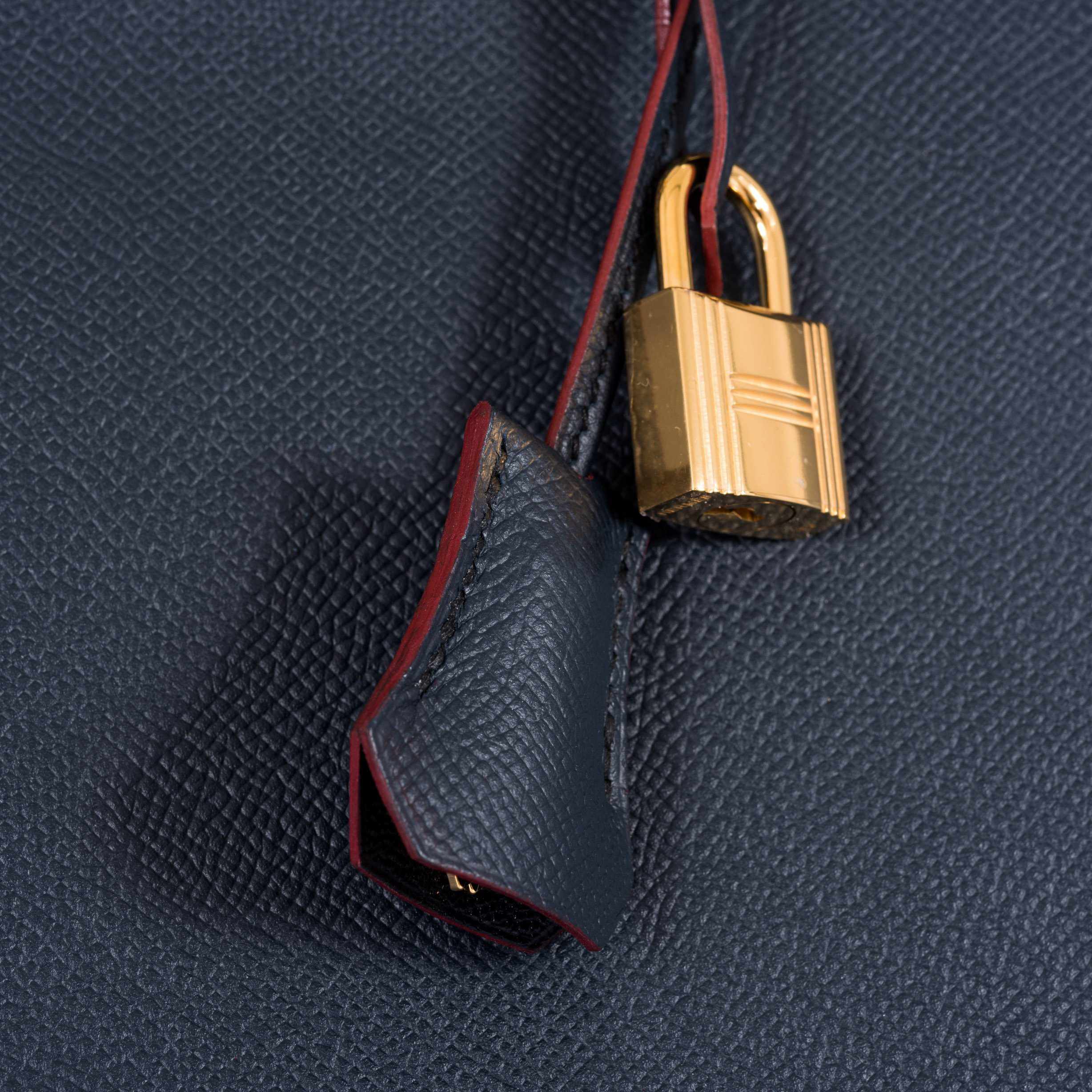 Hermès Birkin 35 Blue Indigo Contour Rouge H Epsom Gold Hardware