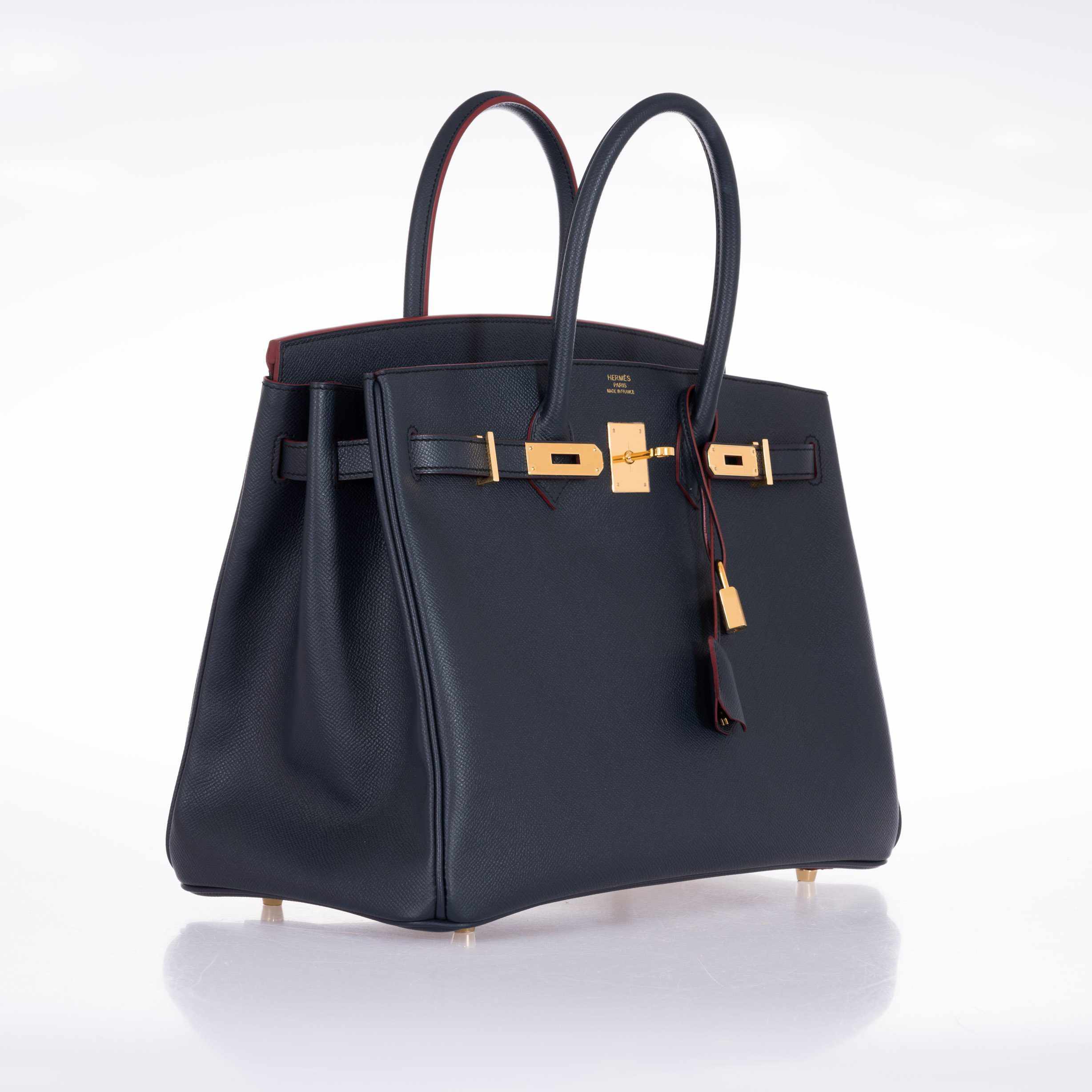 Hermès Birkin 35 Blue Indigo Contour Rouge H Epsom Gold Hardware