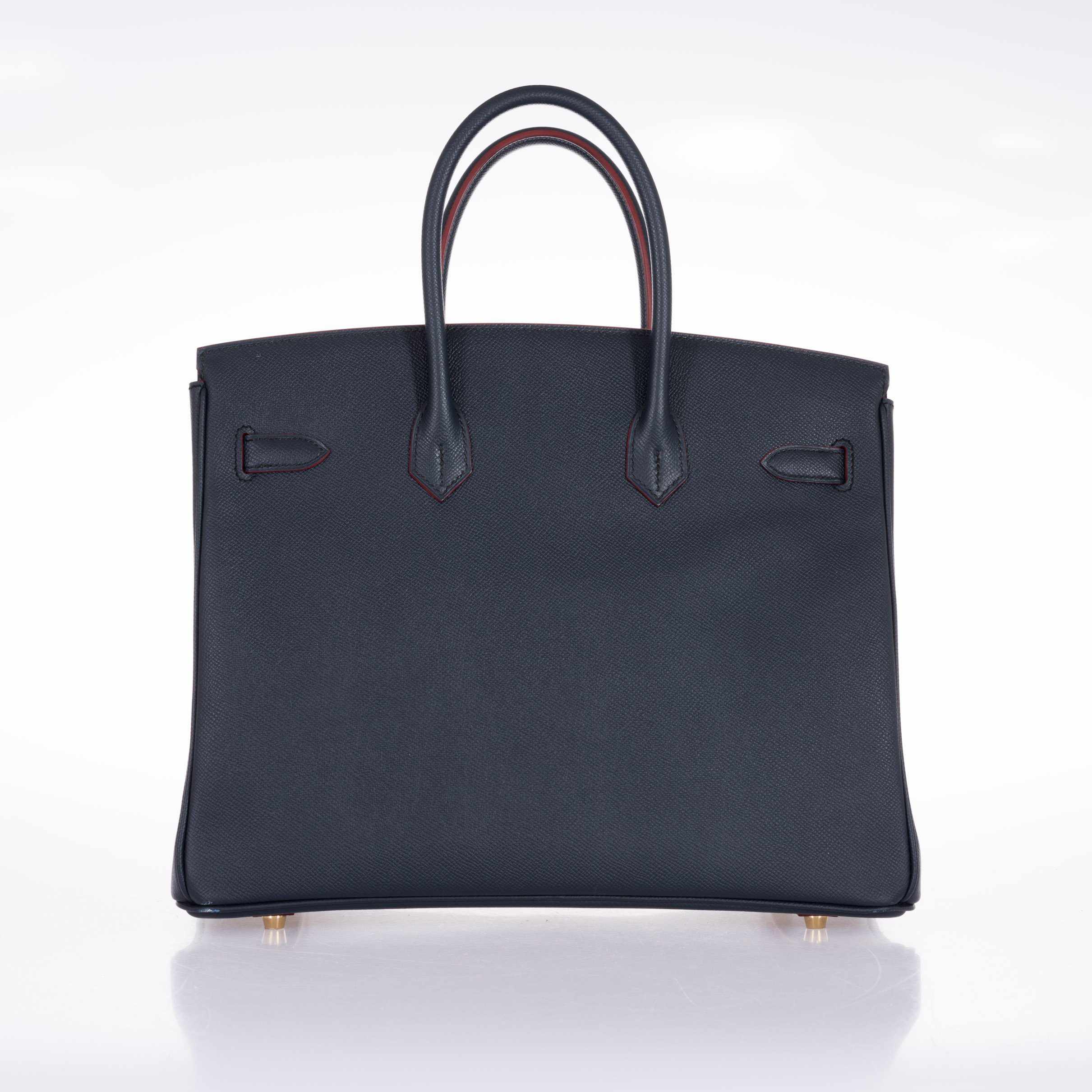 Hermès Birkin 35 Blue Indigo Contour Rouge H Epsom Gold Hardware