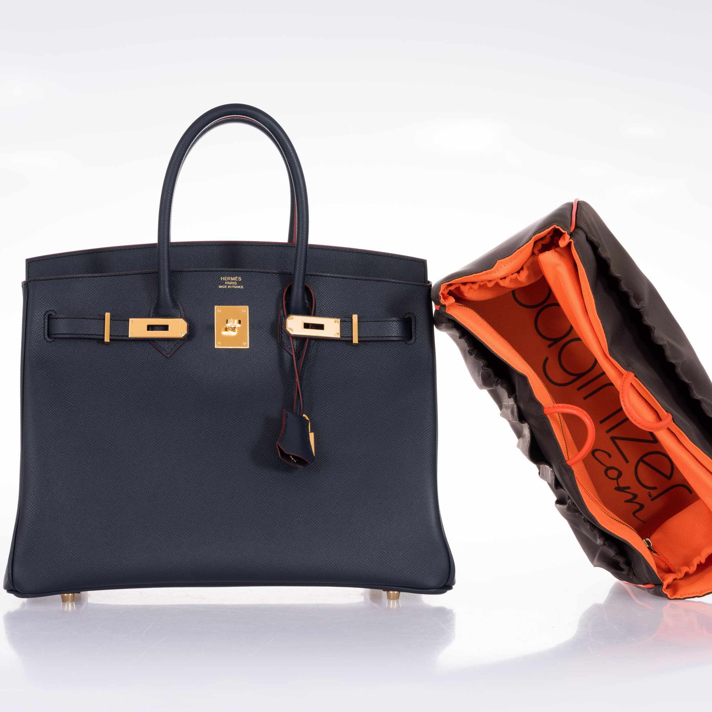 Hermès Birkin 35 Blue Indigo Contour Rouge H Epsom Gold Hardware