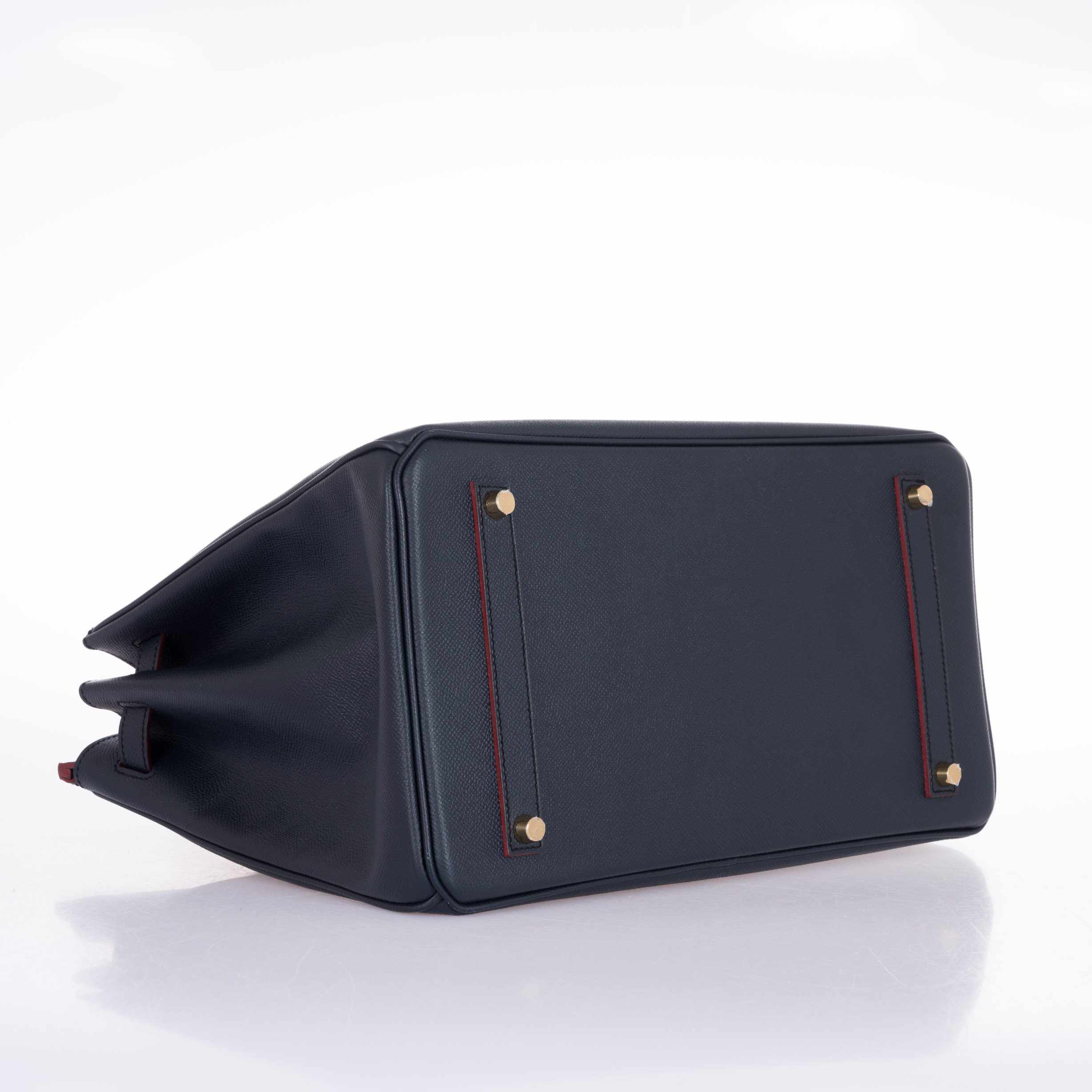 Hermès Birkin 35 Blue Indigo Contour Rouge H Epsom Gold Hardware