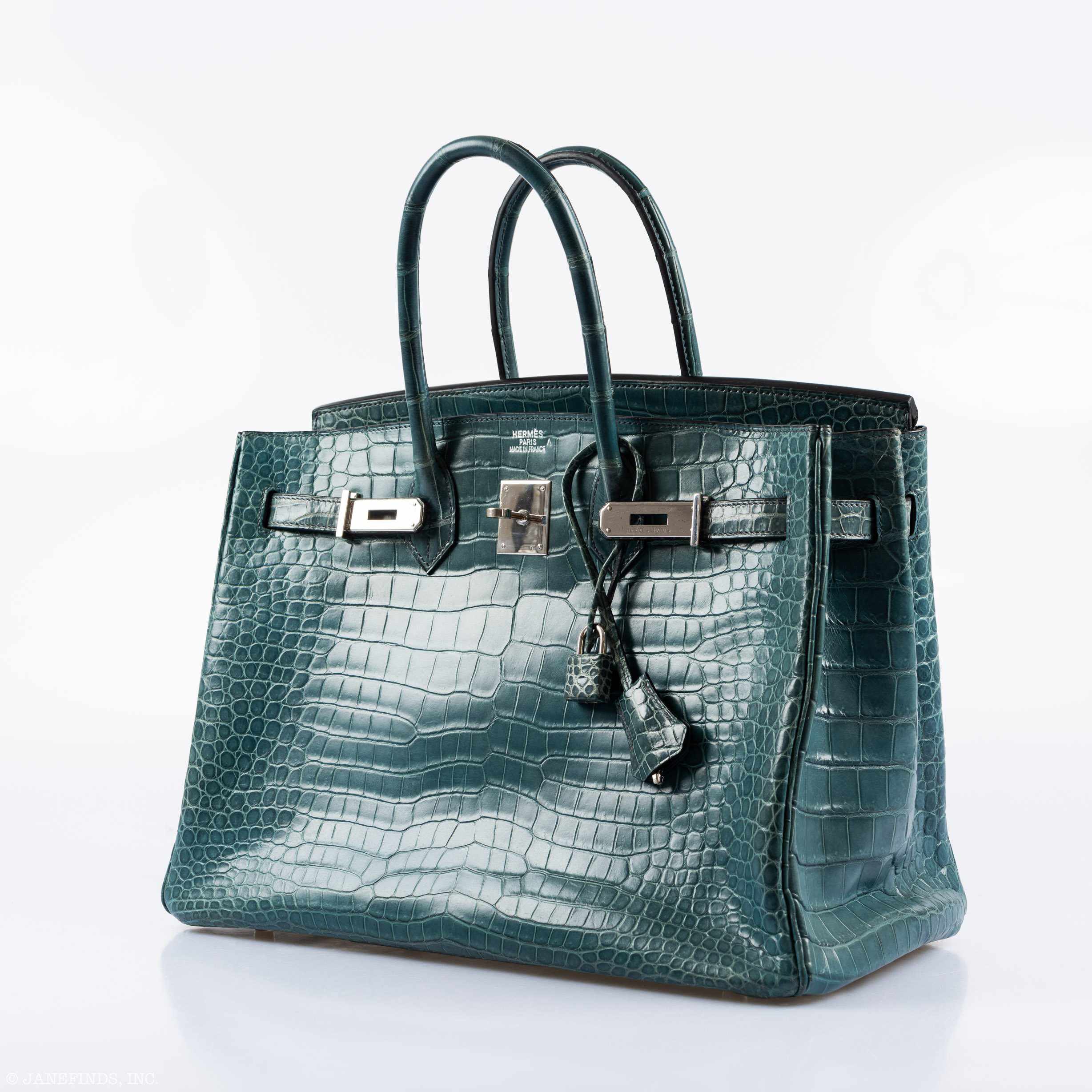 Hermès Birkin 35 Blue Jean Porosus Crocodile Palladium Hardware