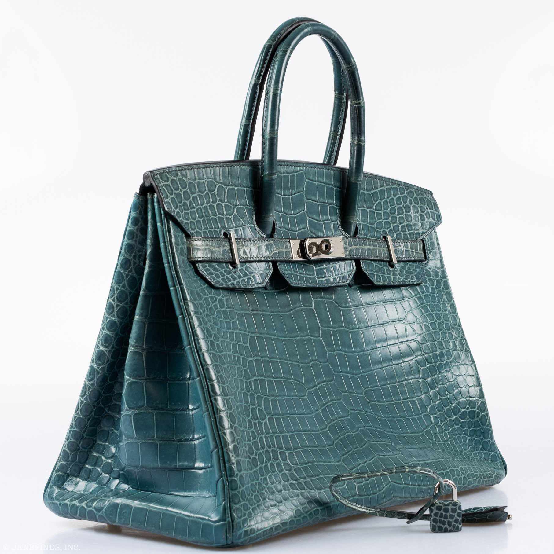 Hermès Birkin 35 Blue Jean Porosus Crocodile Palladium Hardware