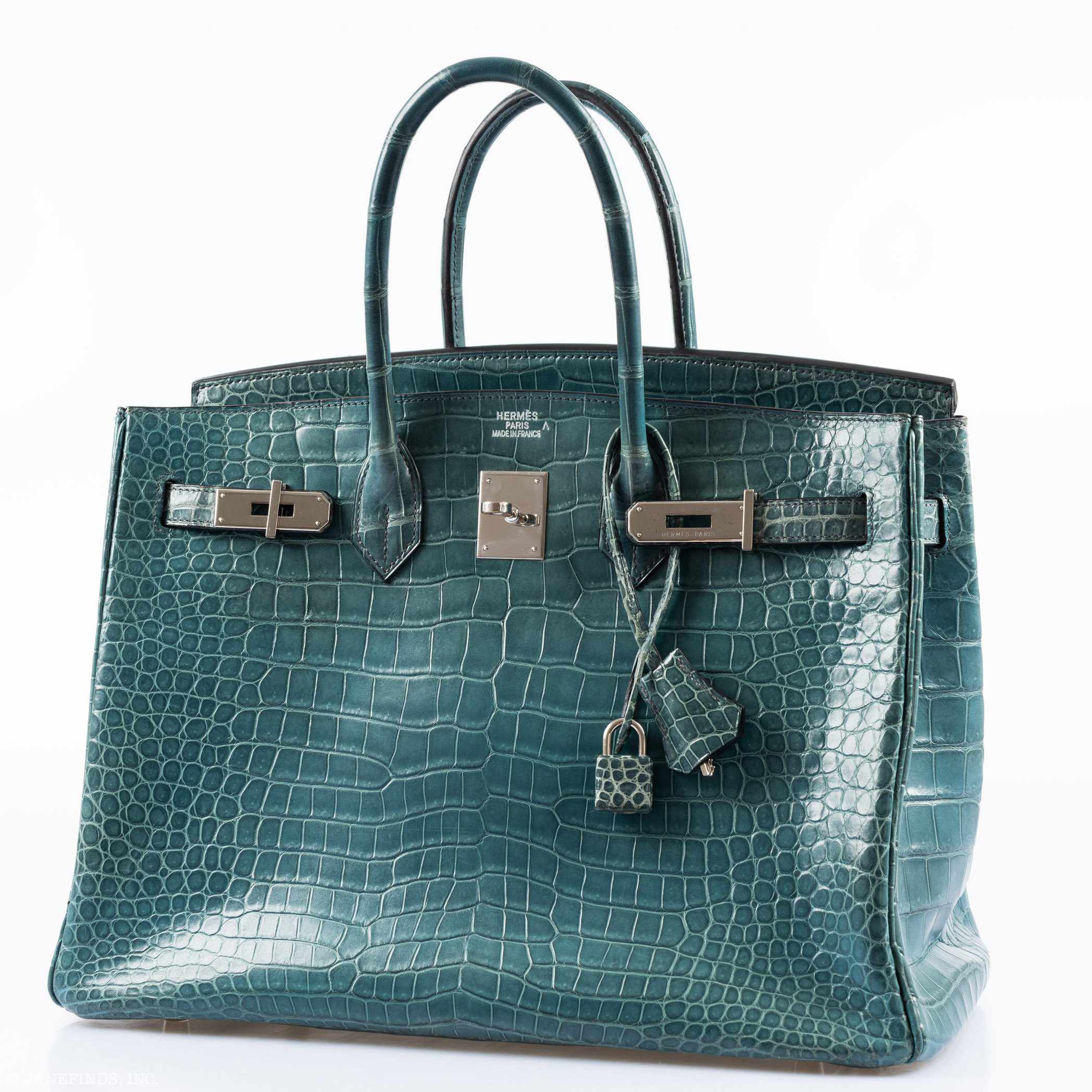 Hermès Birkin 35 Blue Jean Porosus Crocodile Palladium Hardware