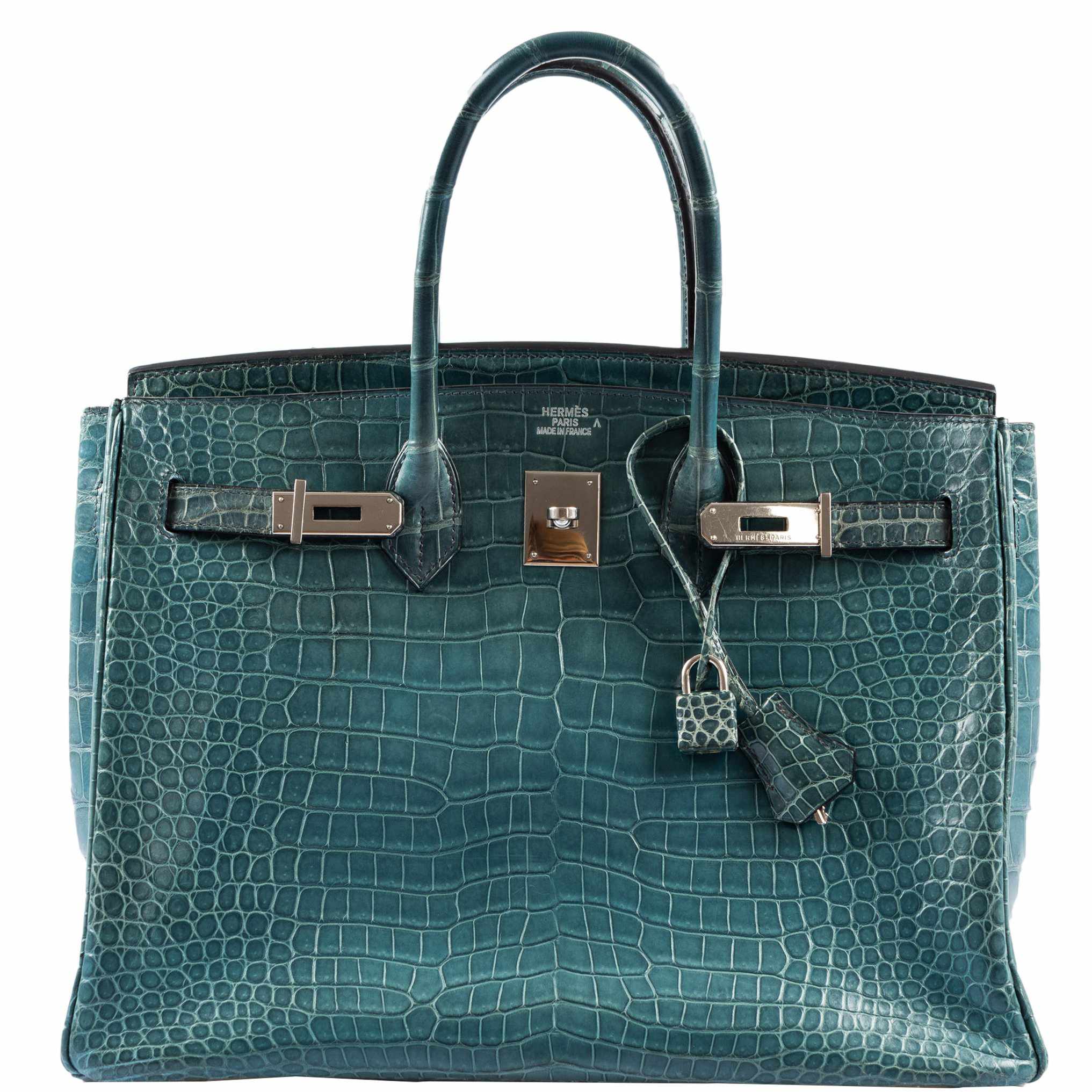 Hermès Birkin 35 Blue Jean Porosus Crocodile Palladium Hardware