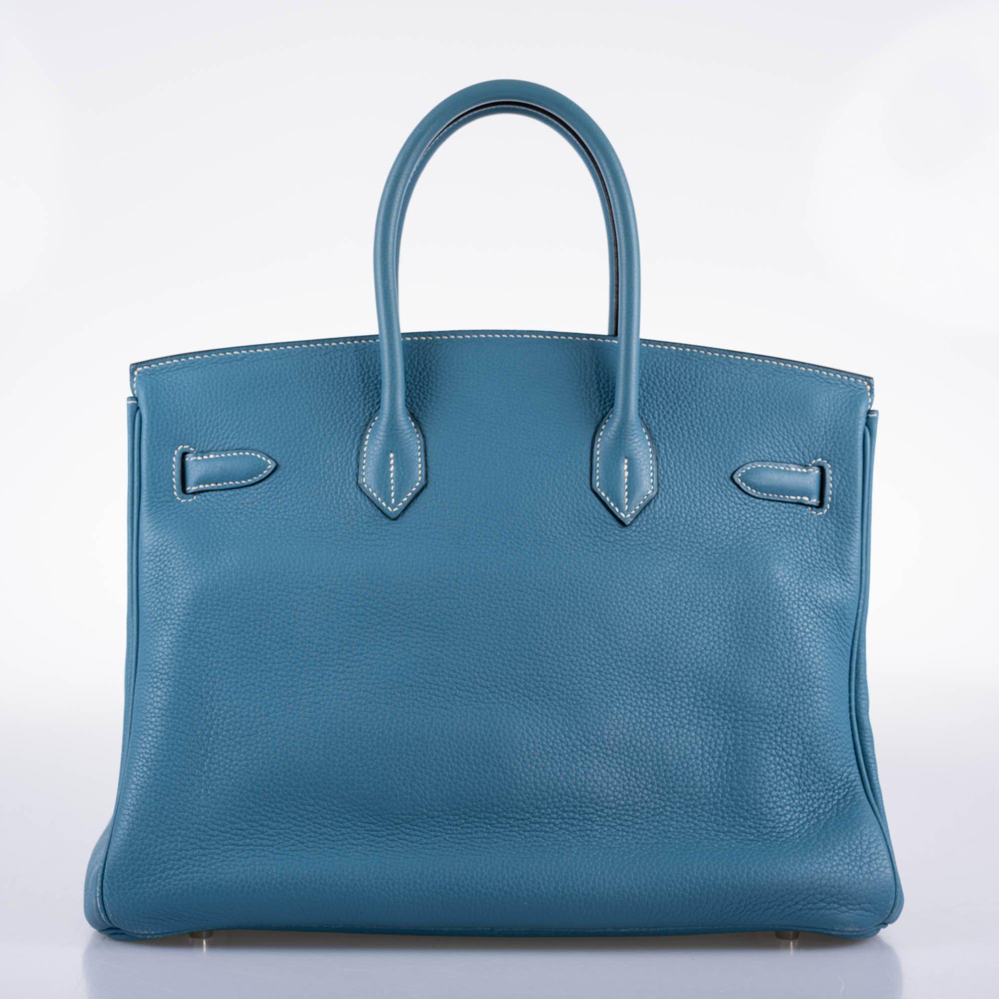 Hermès Birkin 35 Blue Jean Togo with Palladium Hardware - 2008, K Square