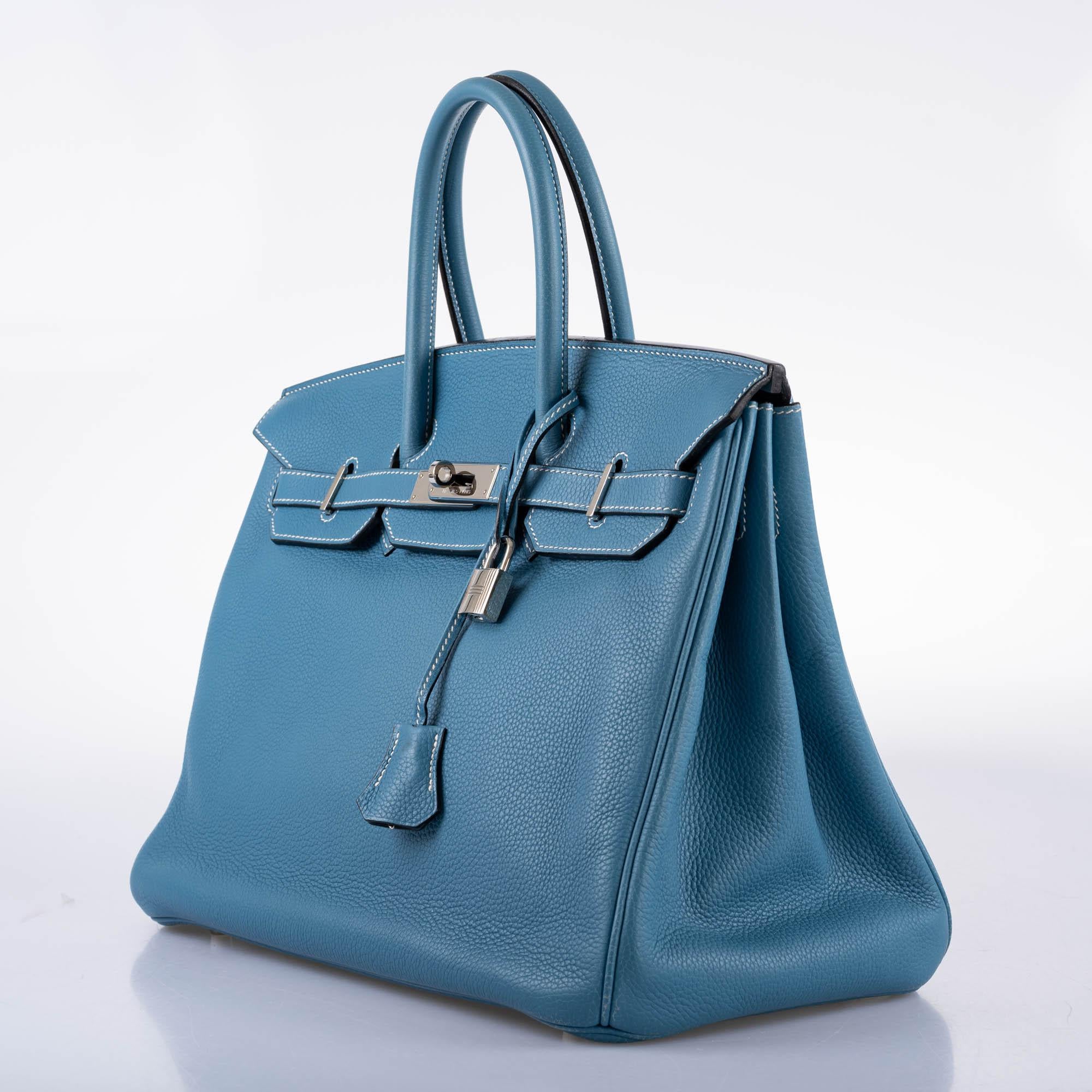 Hermès Birkin 35 Blue Jean Togo with Palladium Hardware - 2008, K Square