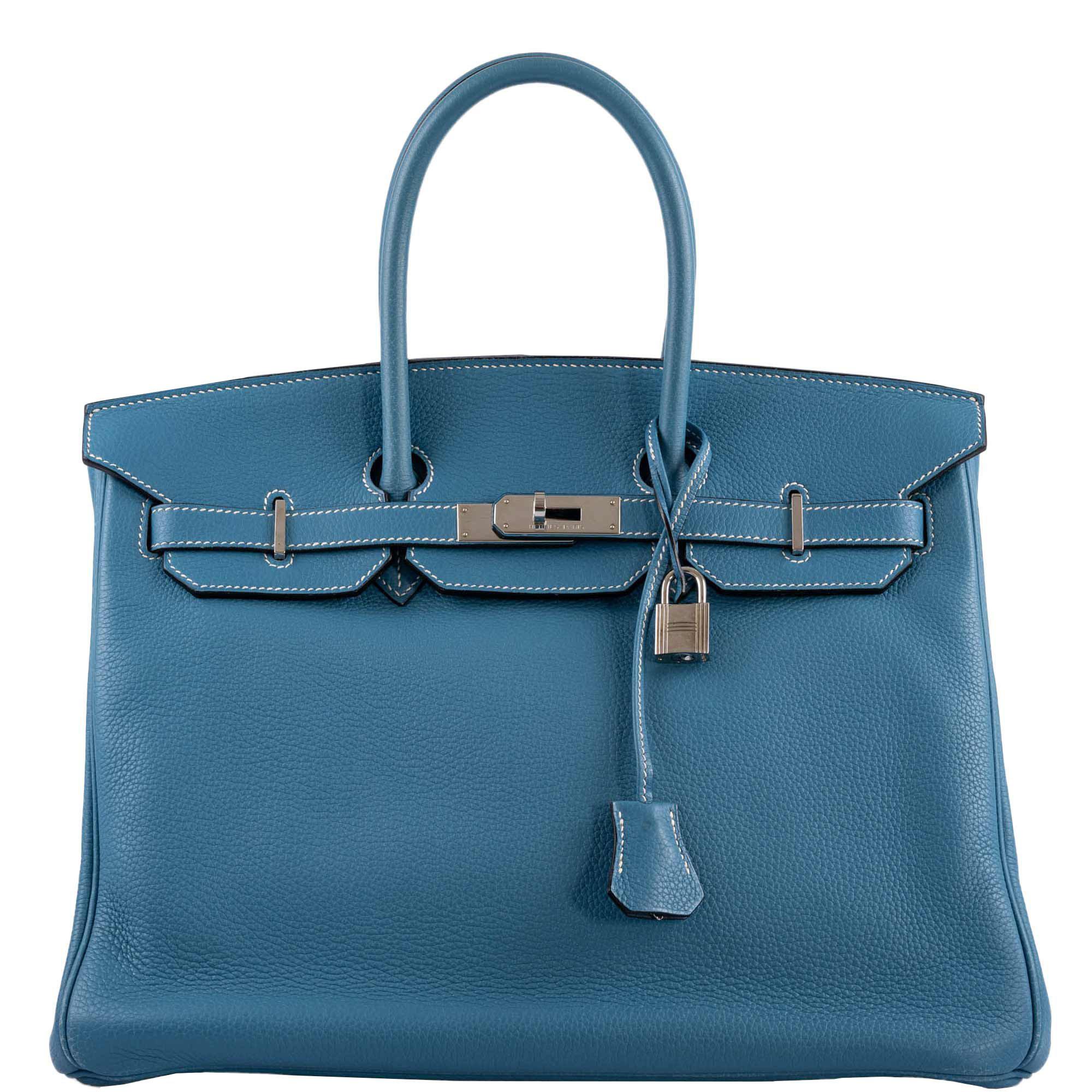Hermes Birkin bag 25 Blue jean Togo leather Silver hardware