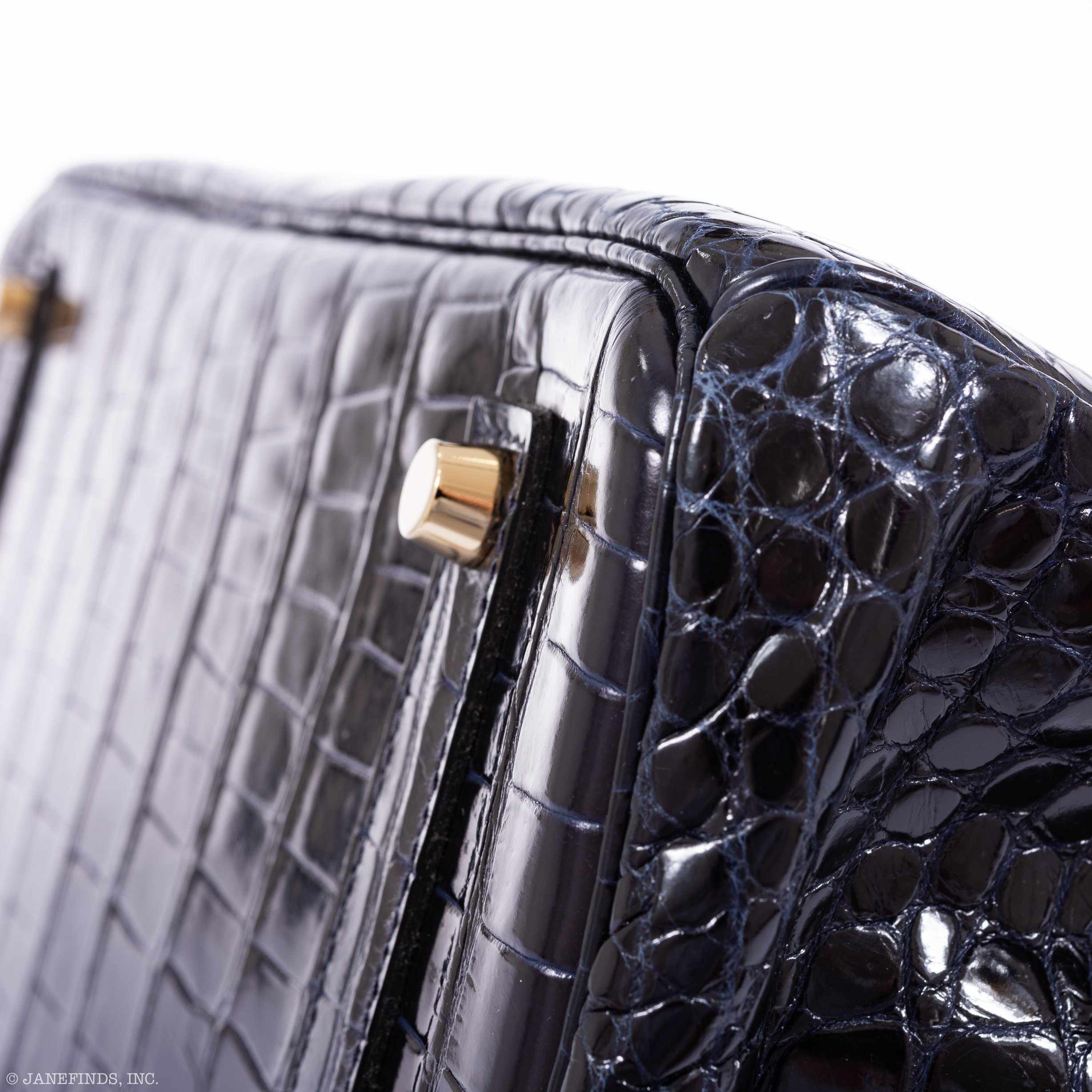 Hermès Birkin 35 Blue Marine Shiny Porosus Crocodile Gold Hardware