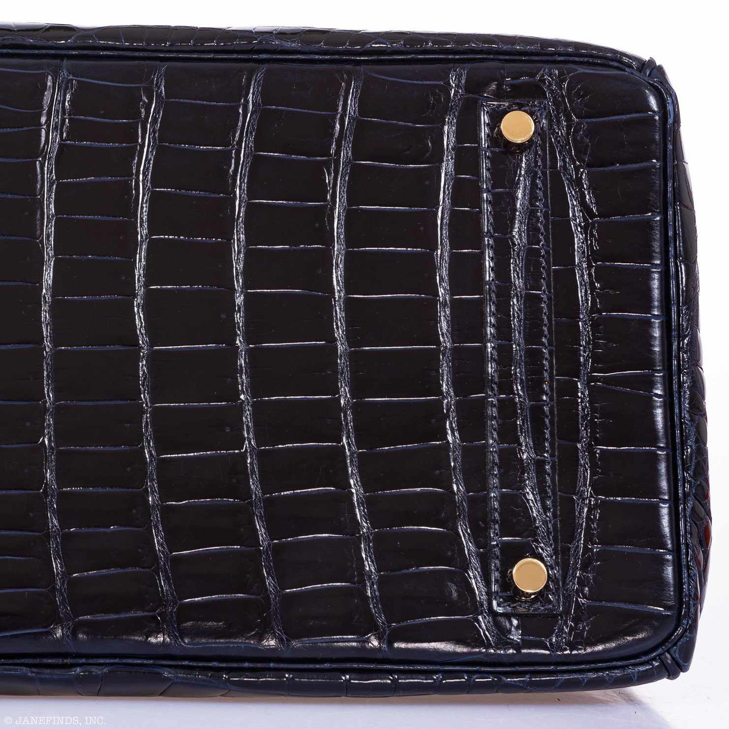 Hermès Birkin 35 Blue Marine Shiny Porosus Crocodile Gold Hardware