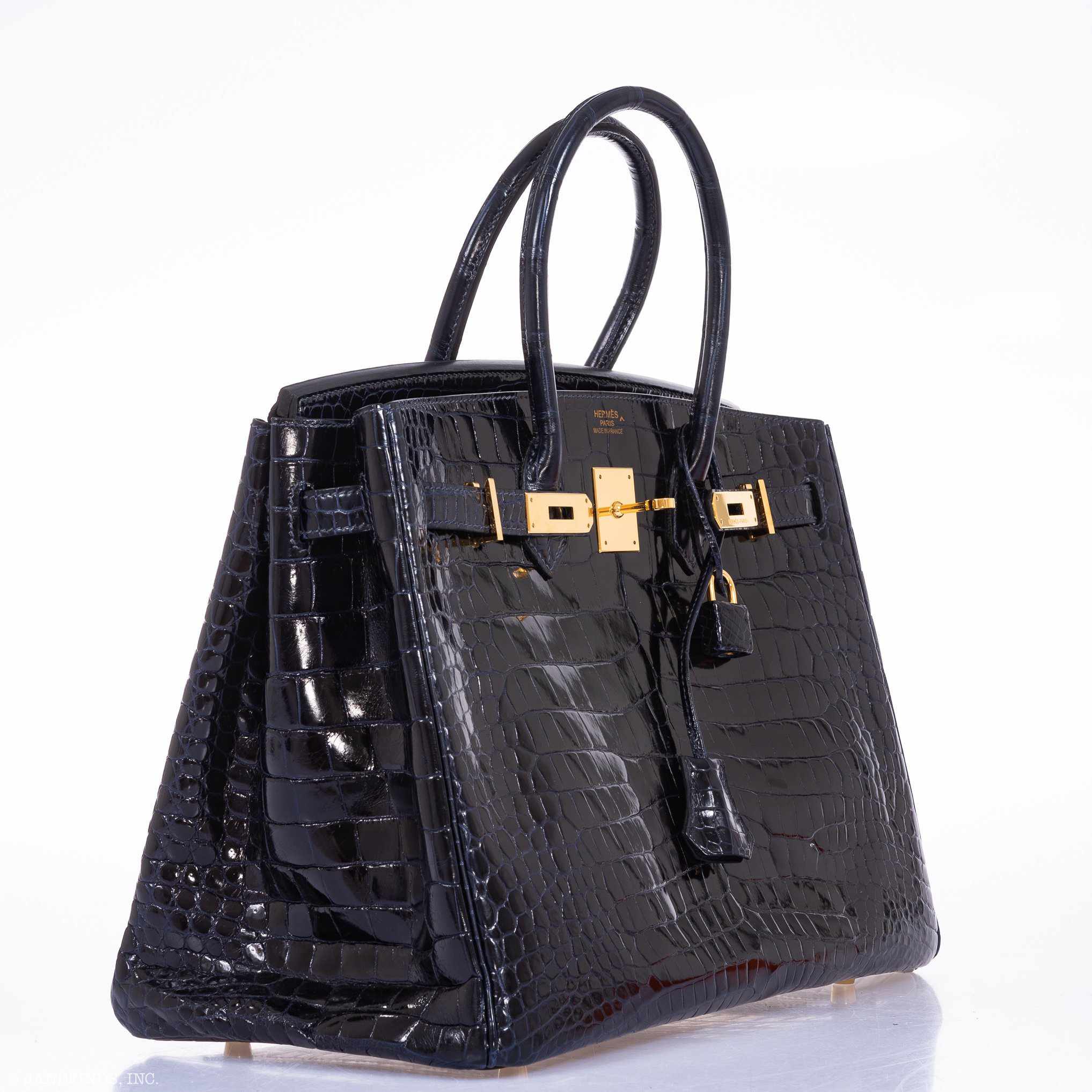 Hermès Birkin 35 Blue Marine Shiny Porosus Crocodile Gold Hardware