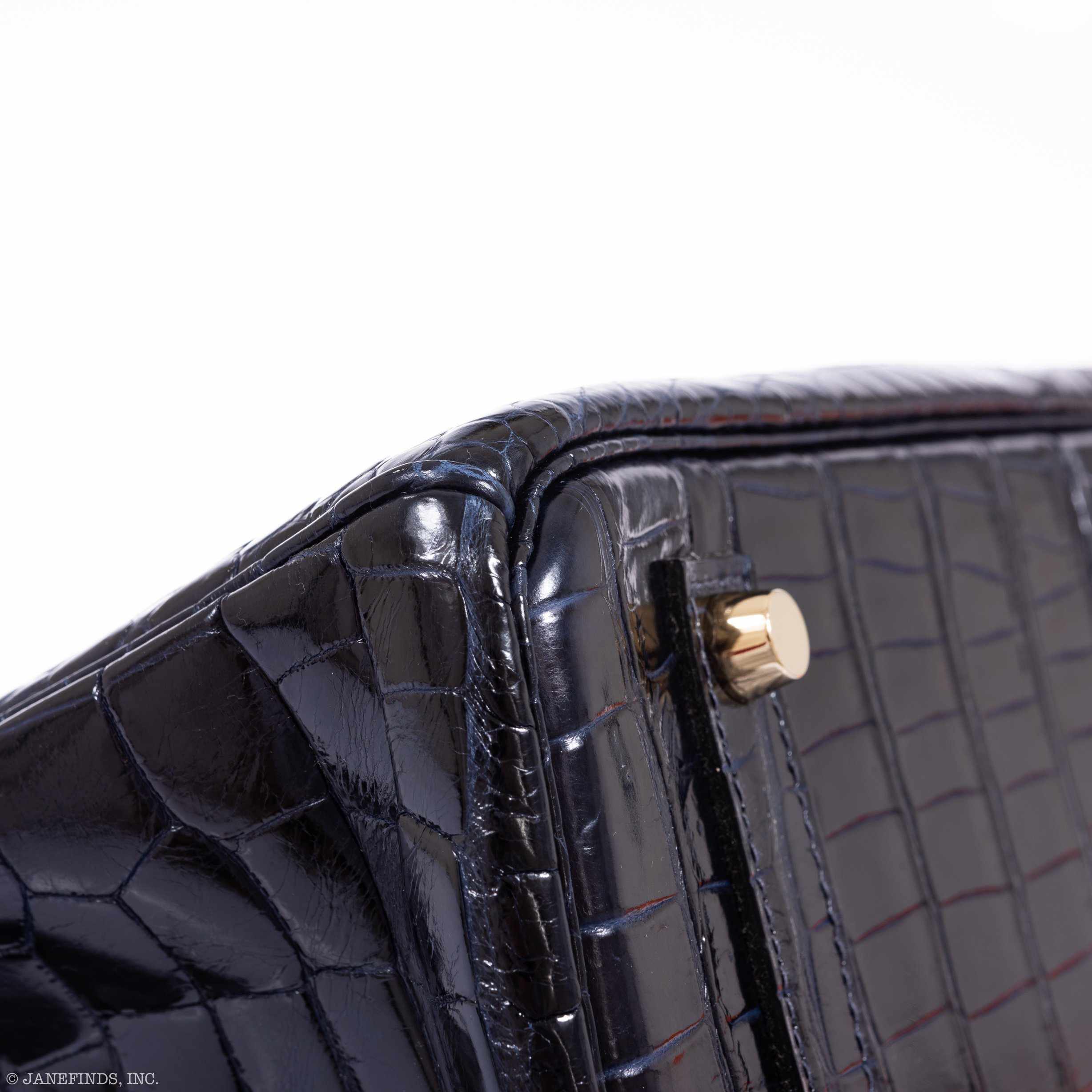 Hermès Birkin 35 Blue Marine Shiny Porosus Crocodile Gold Hardware