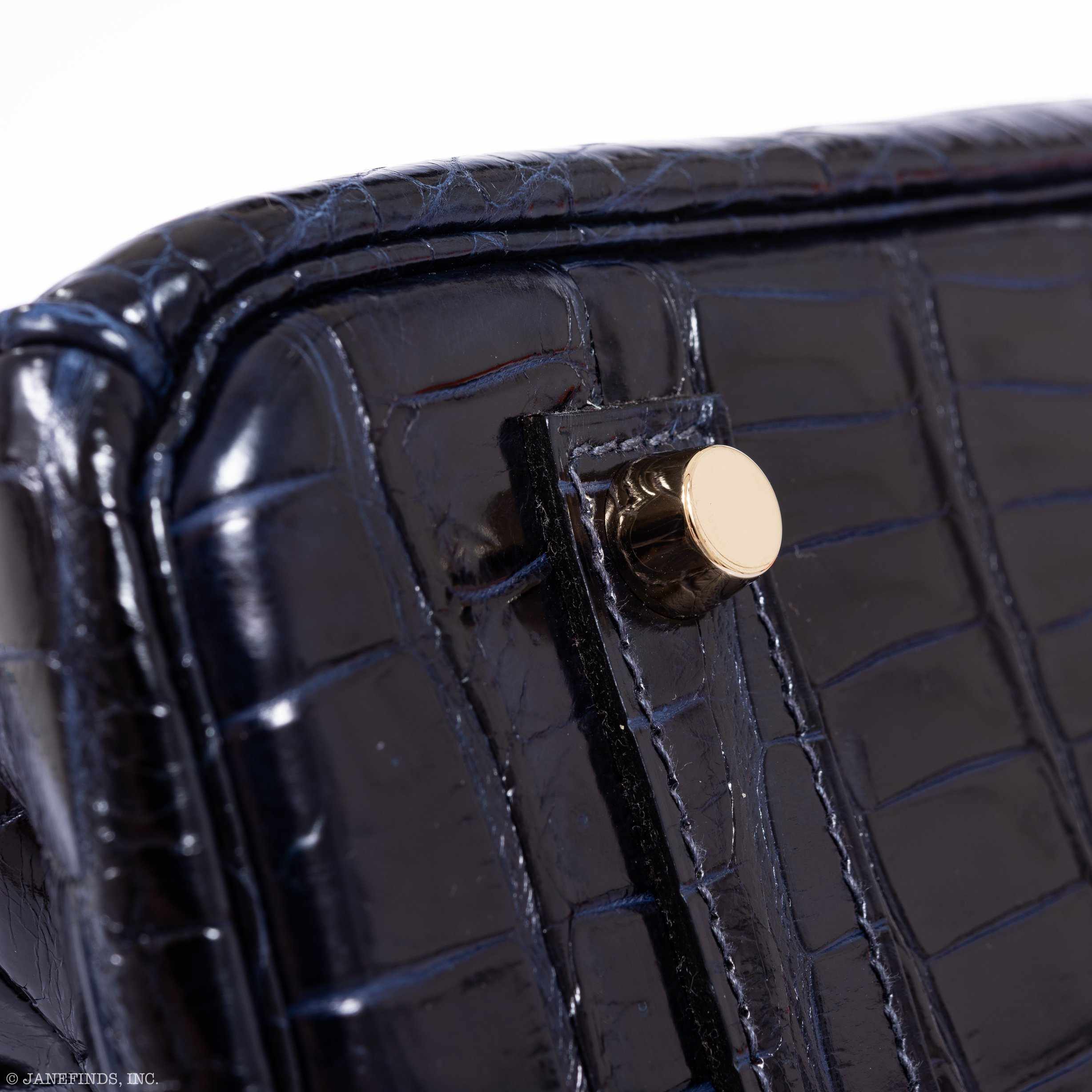 Hermès Birkin 35 Blue Marine Shiny Porosus Crocodile Gold Hardware