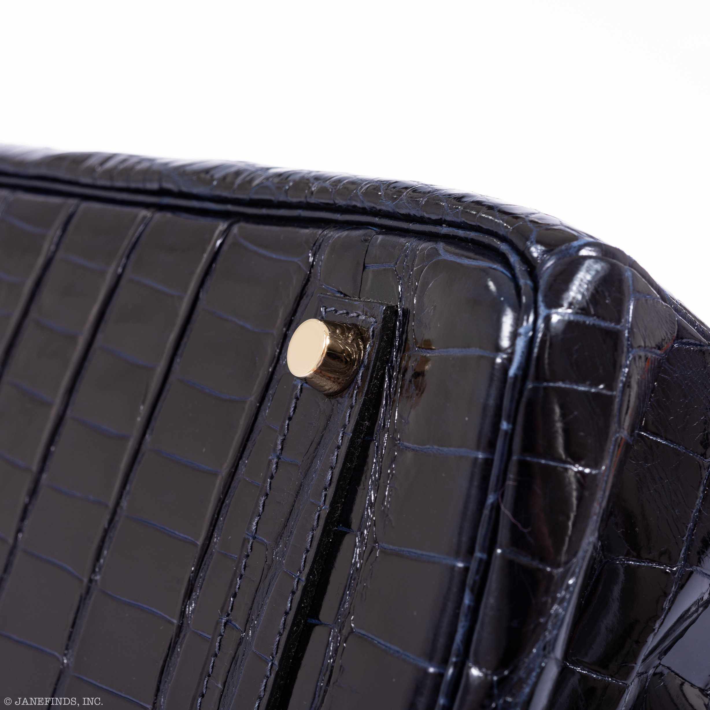 Hermès Birkin 35 Blue Marine Shiny Porosus Crocodile Gold Hardware