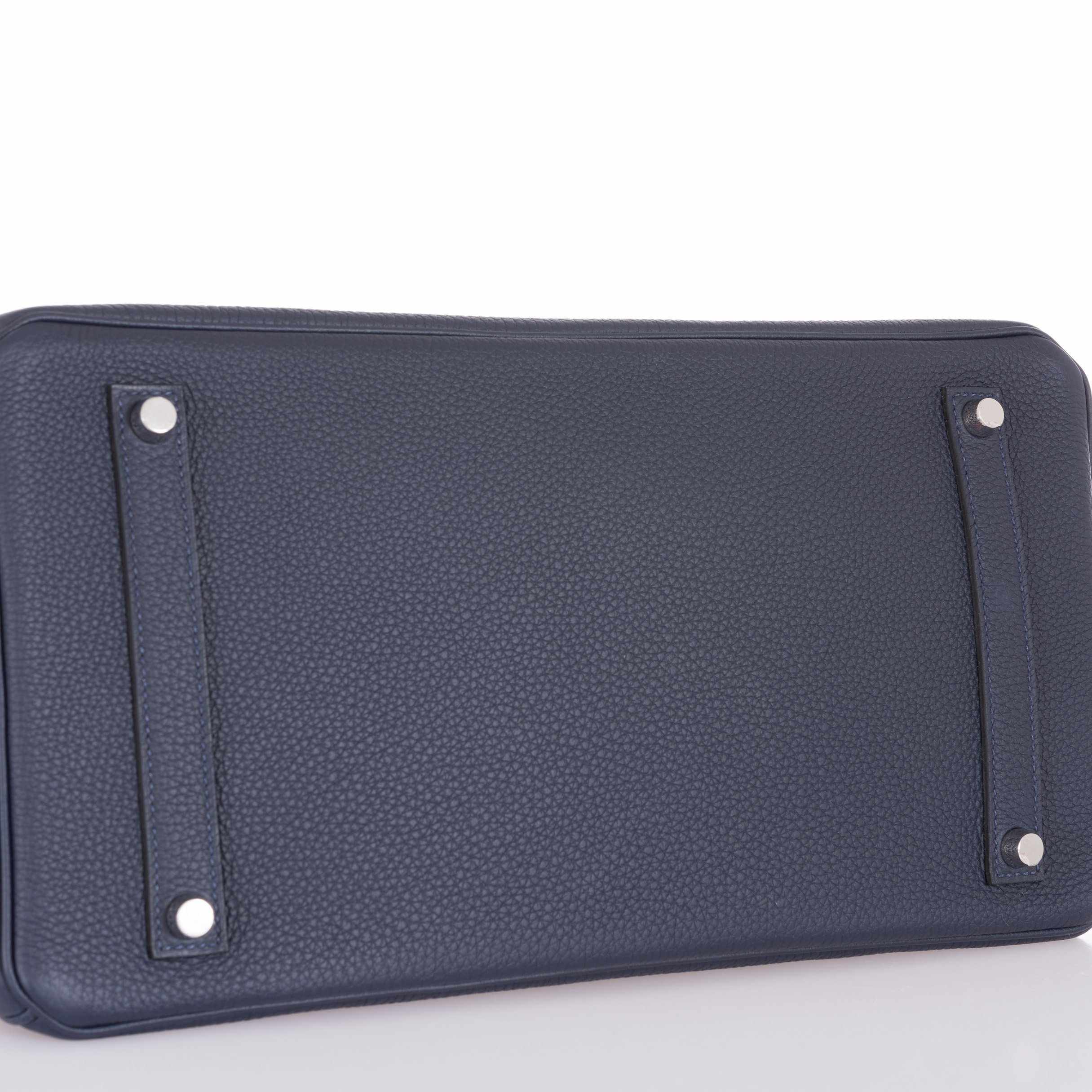 Hermès Birkin 35 Blue Nuit Verso Orange Poppy Togo Palladium Hardware