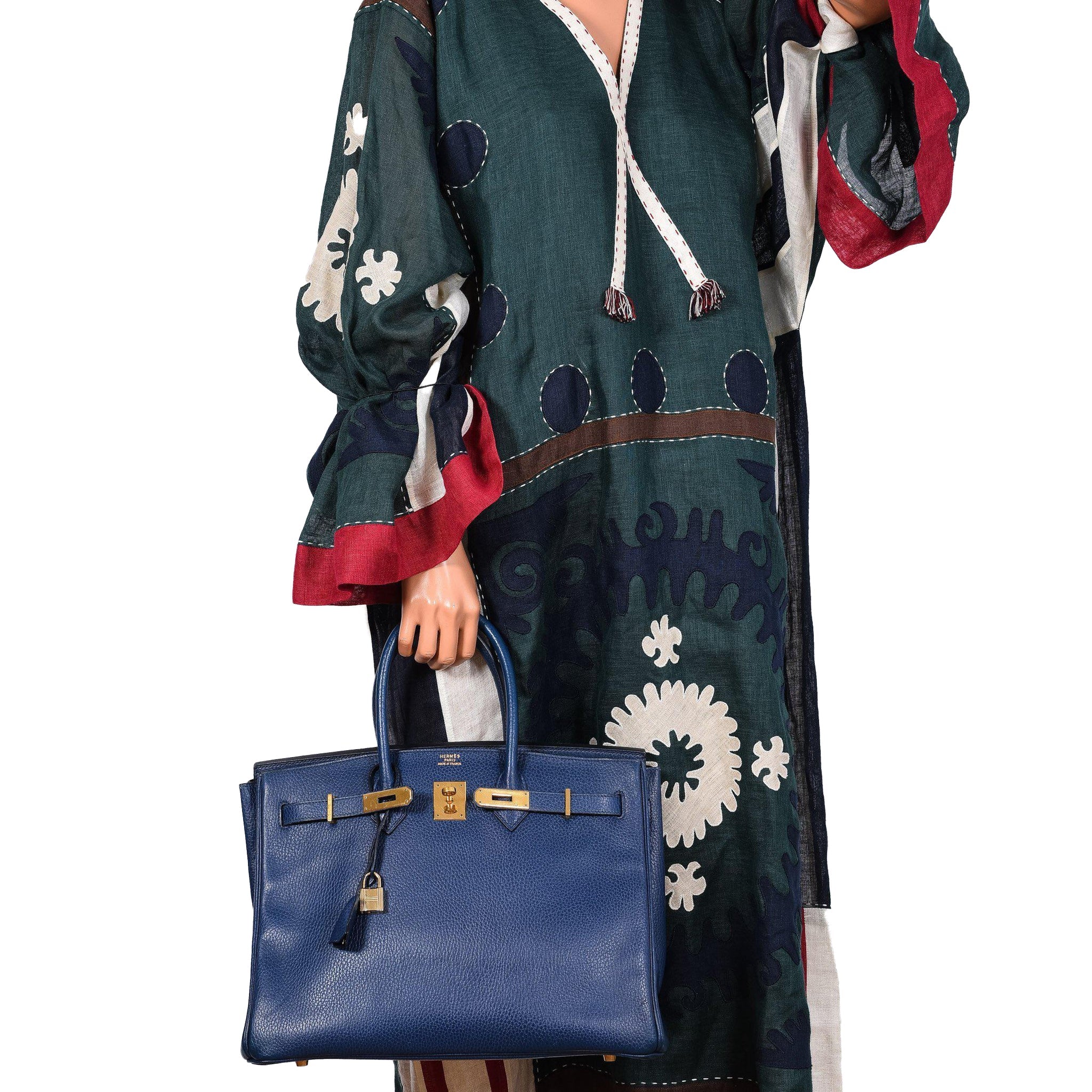 Hermès Birkin 35 Blue Saphire Ardennes leather Gold Hardware