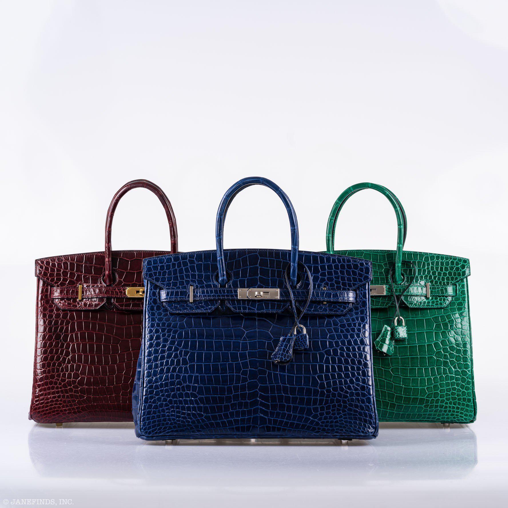 Hermès Birkin 35 Blue Sapphire Porosus Crocodile Palladium Hardware - 2011, O Square