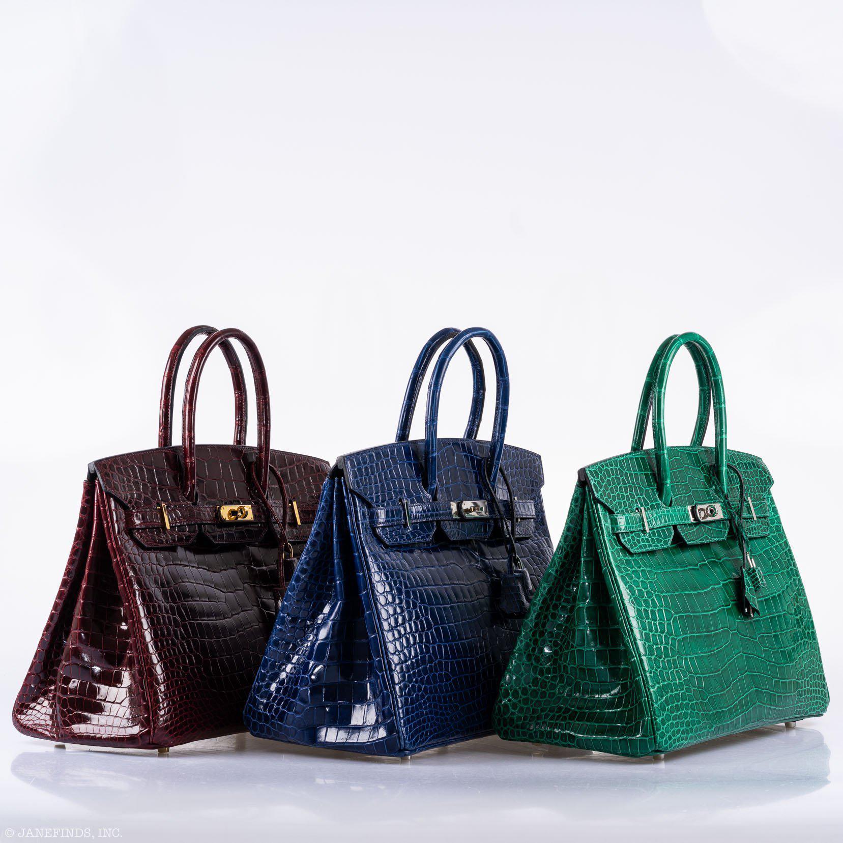 Hermès Birkin 35 Blue Sapphire Porosus Crocodile Palladium Hardware - 2011, O Square