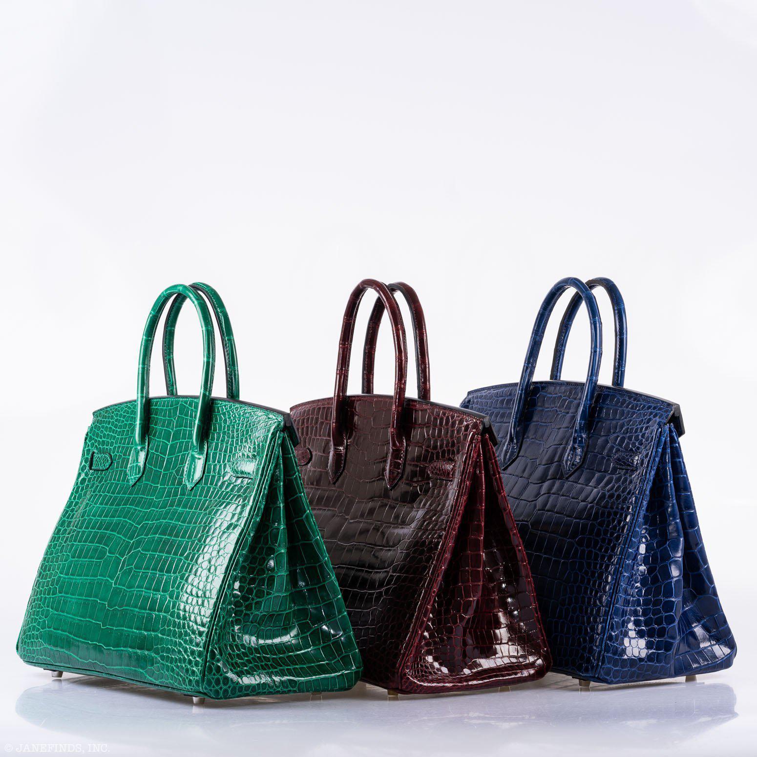 Hermès Birkin 35 Blue Sapphire Porosus Crocodile Palladium Hardware - 2011, O Square