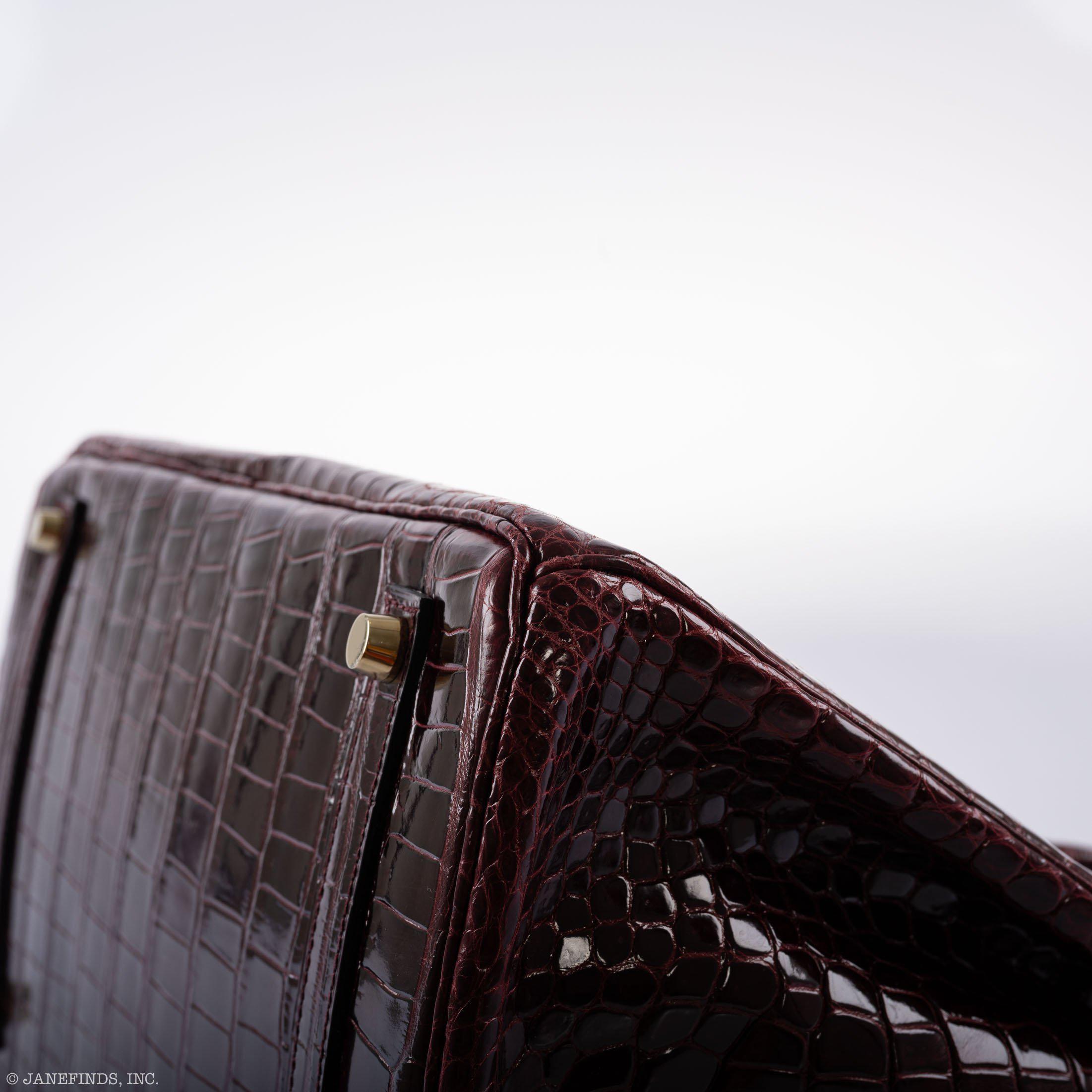 Hermès Birkin 35 Bordeaux Porosus Crocodile Gold Hardware - 2009, M Square