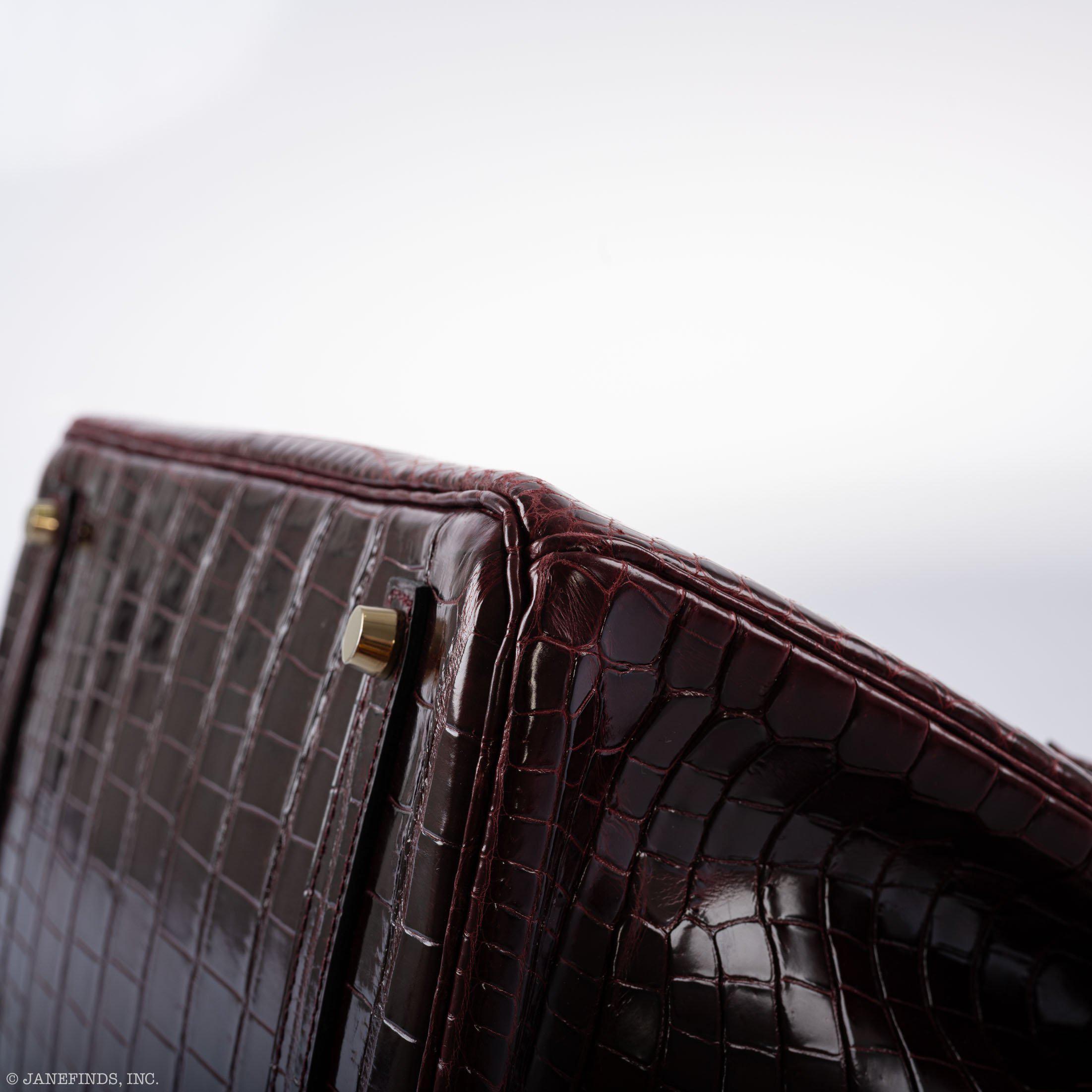 Hermès Birkin 35 Bordeaux Porosus Crocodile Gold Hardware - 2009, M Square