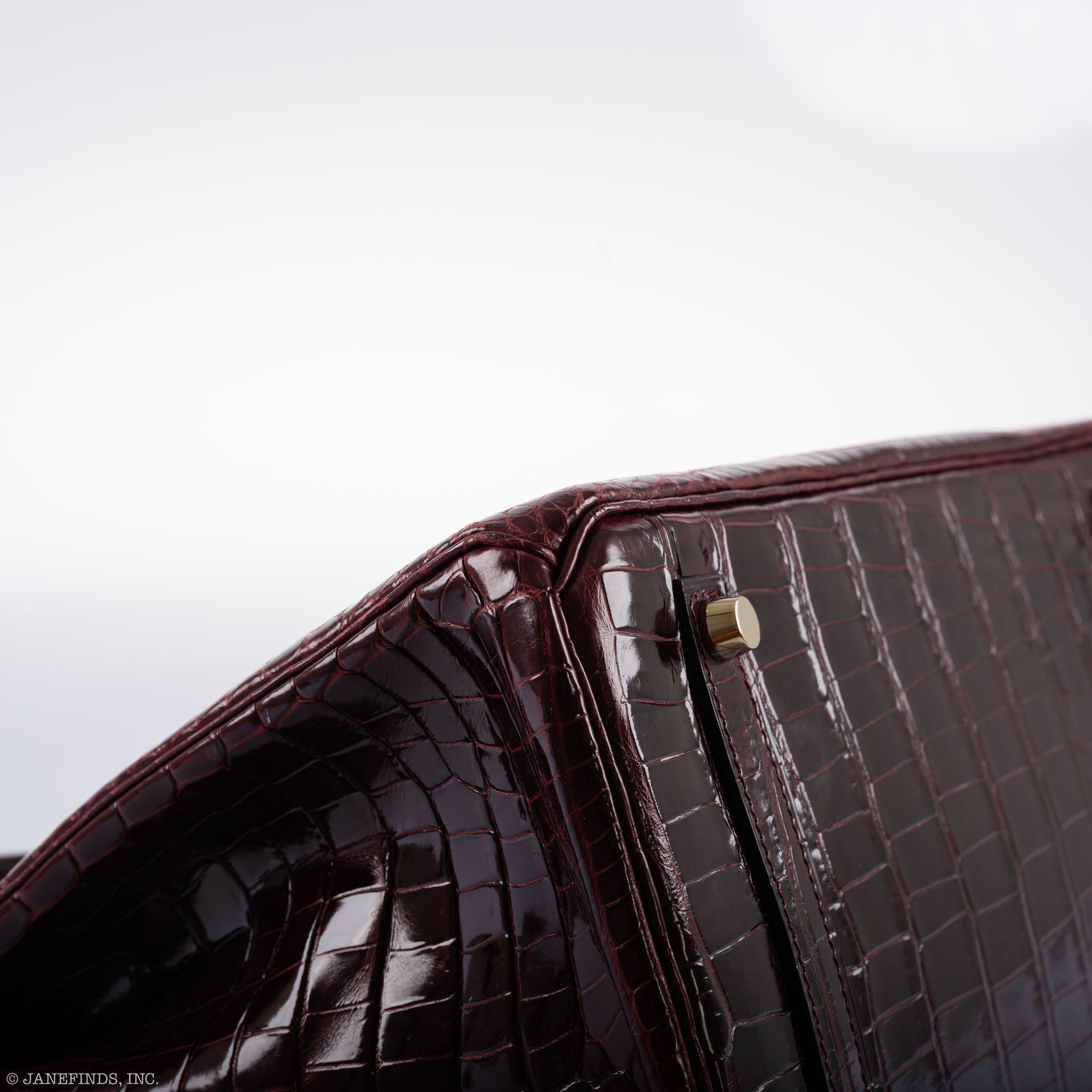 Hermès Birkin 35 Bordeaux Porosus Crocodile Gold Hardware - 2009, M Square