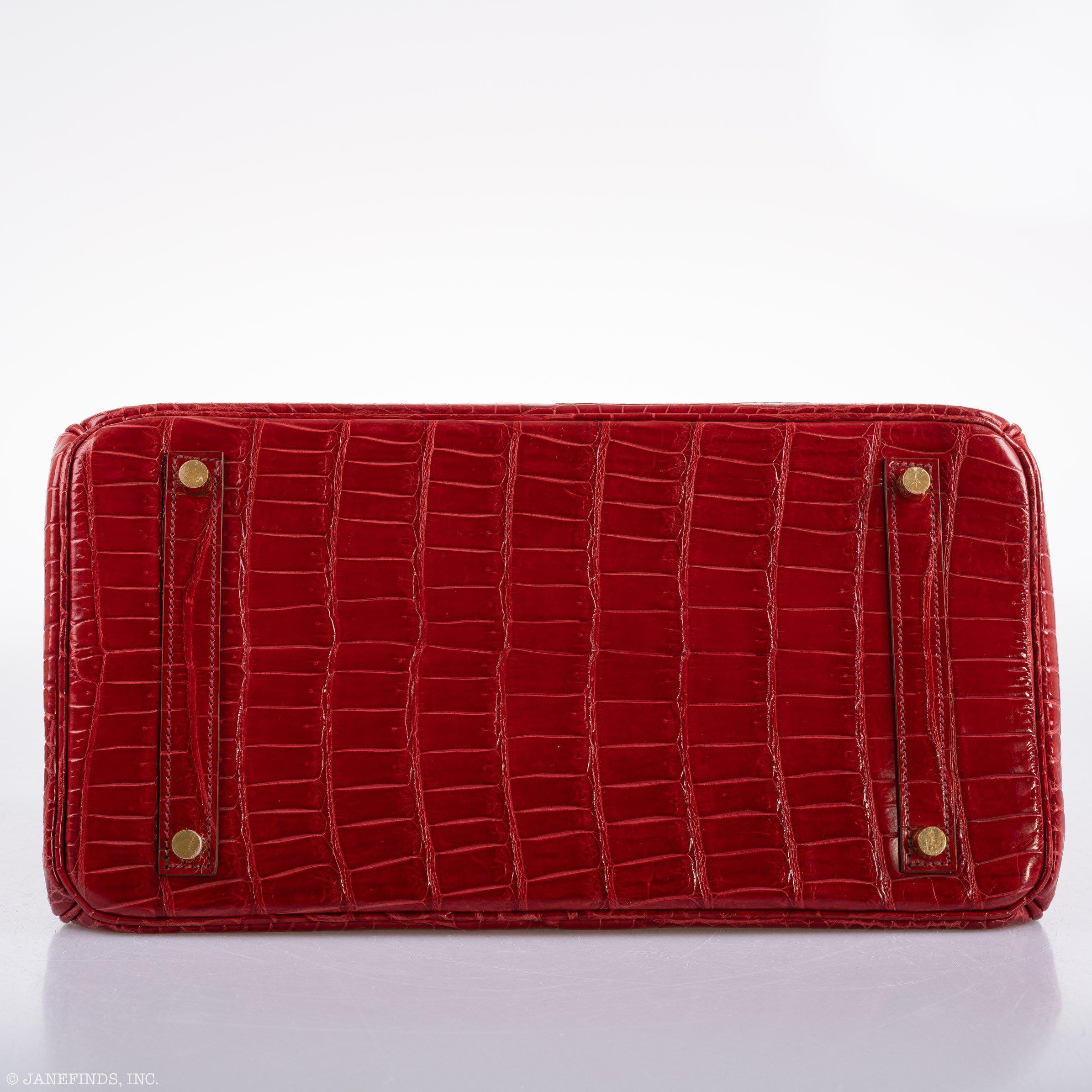 Hermès Birkin 35 Braise Porosus Crocodile with Gold Hardware - 2011, Square O