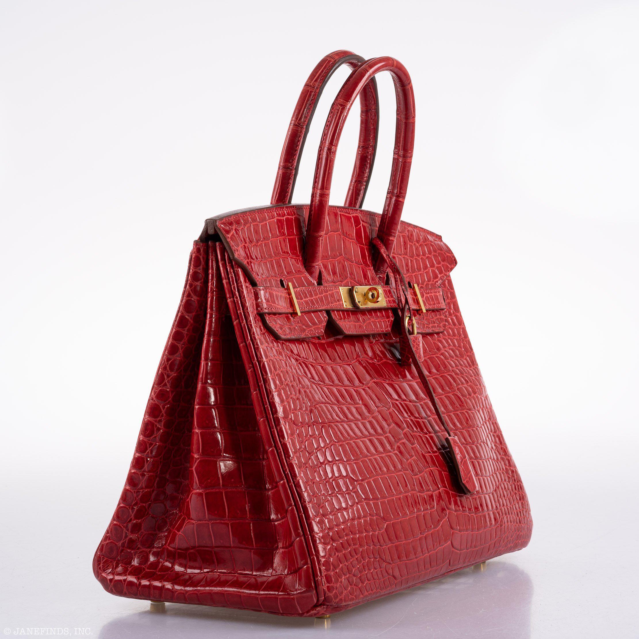 Hermès Birkin 35 Braise Porosus Crocodile with Gold Hardware - 2011, Square O