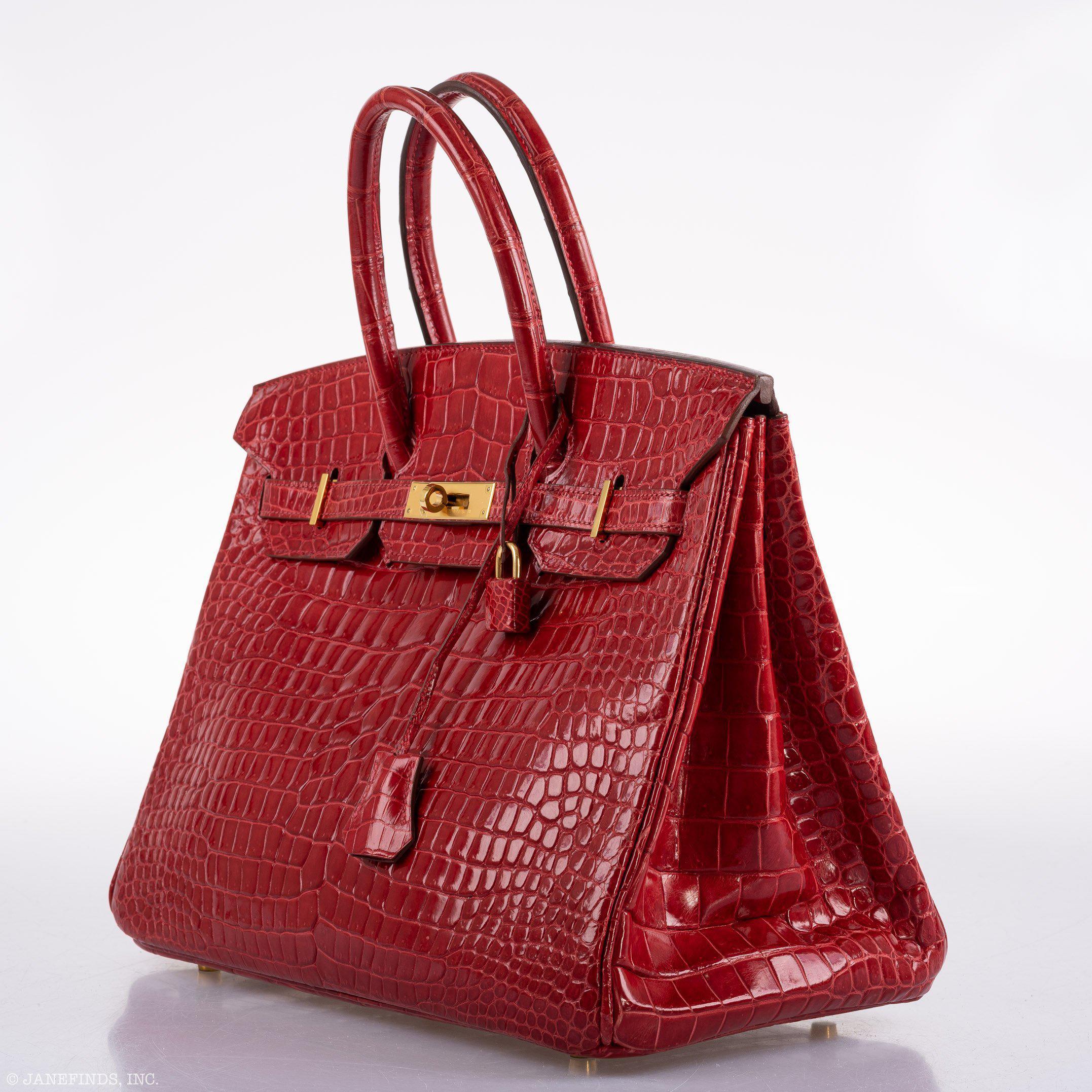 Hermès Birkin 35 Braise Porosus Crocodile with Gold Hardware - 2011, Square O