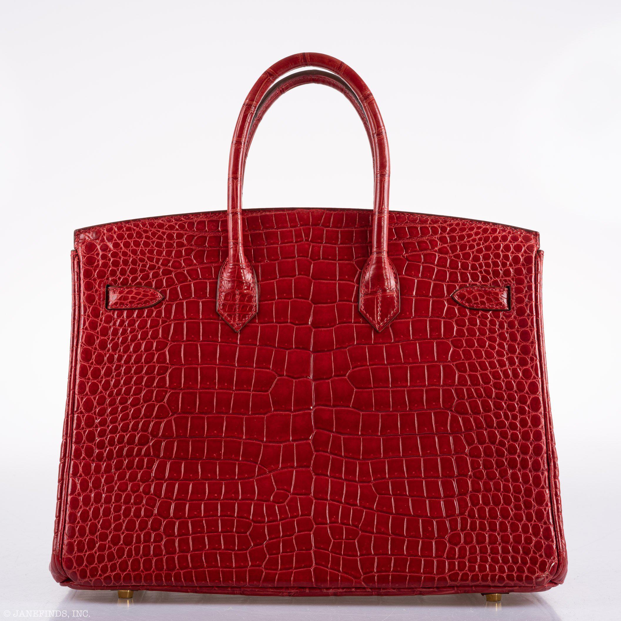 Hermès Birkin 35 Braise Porosus Crocodile with Gold Hardware - 2011, Square O