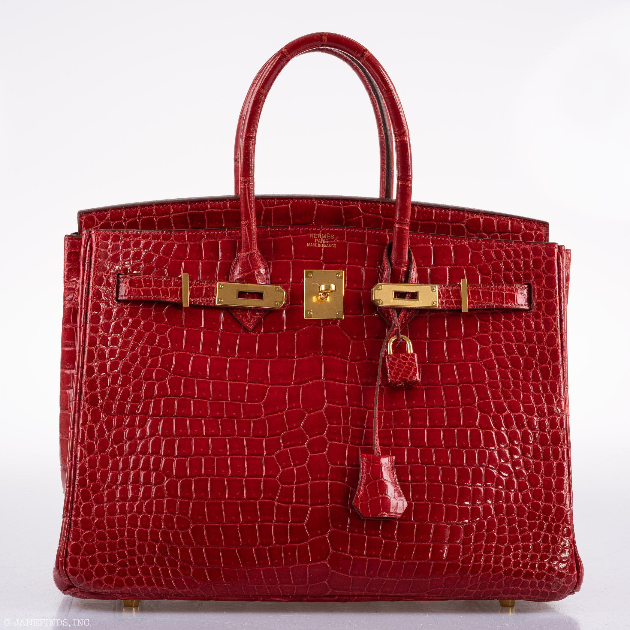 Hermès Birkin 35 Braise Porosus Crocodile with Gold Hardware - 2011, Square O