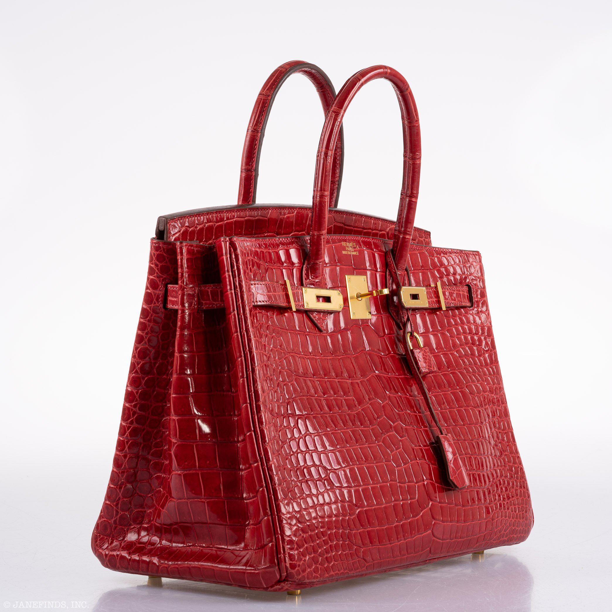 Hermès Birkin 35 Braise Porosus Crocodile with Gold Hardware - 2011, Square O