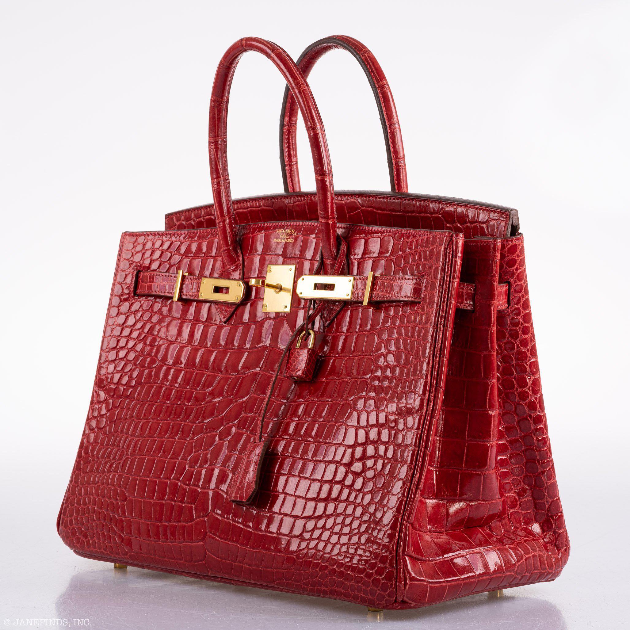 Hermès Birkin 35 Braise Porosus Crocodile with Gold Hardware - 2011, Square O